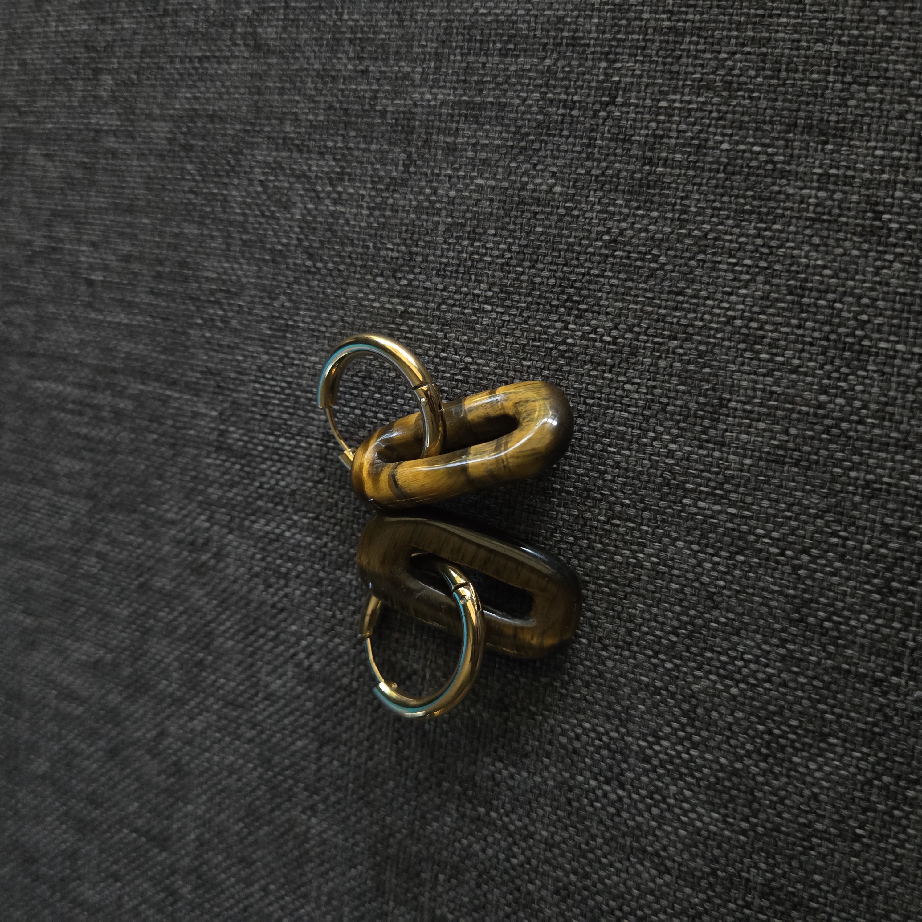 2 IN 1 HOOPS TIGER EYE GOLD