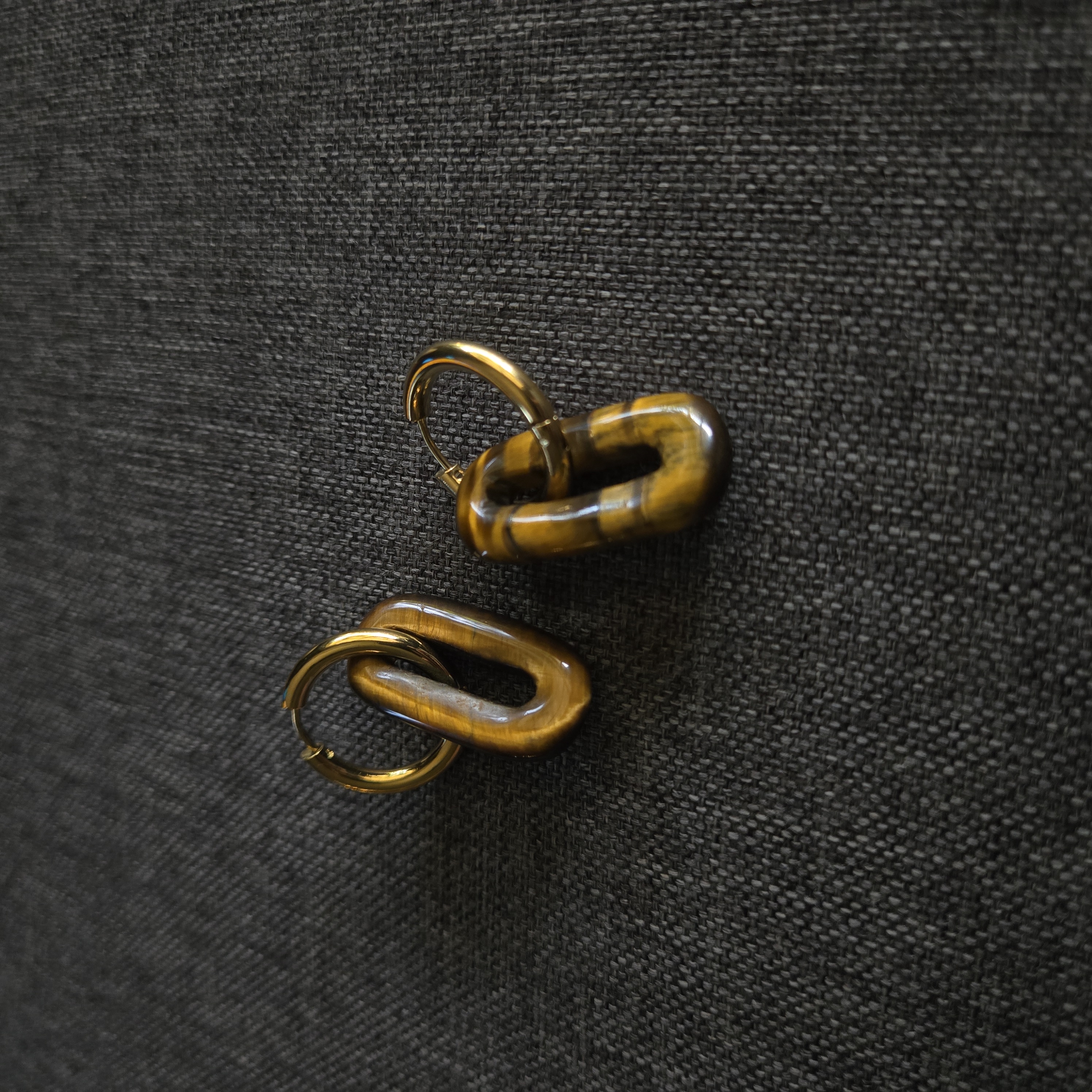 2 IN 1 HOOPS TIGER EYE GOLD
