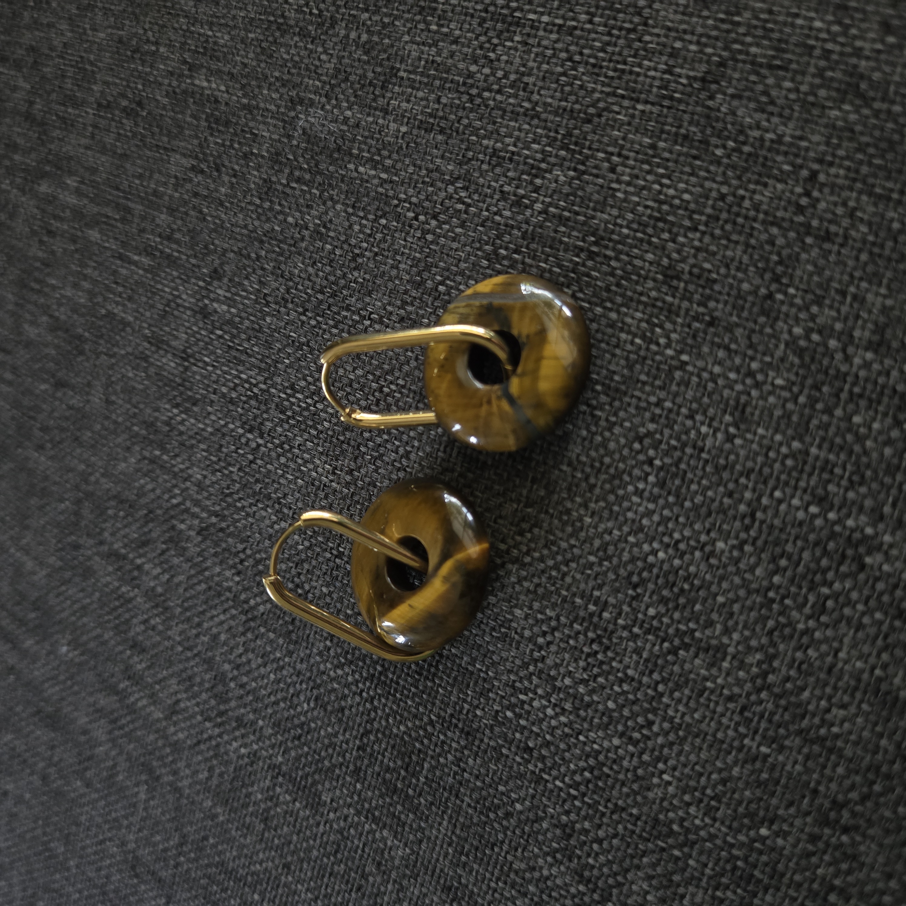 TIGER EYE DONUT EARRING GOLD