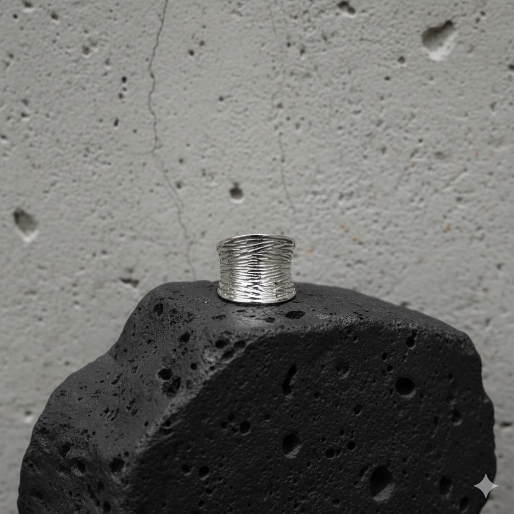 CHUNKY LINED RING S925