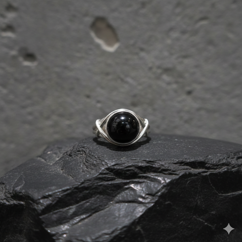 BLACK AGATE RING S925