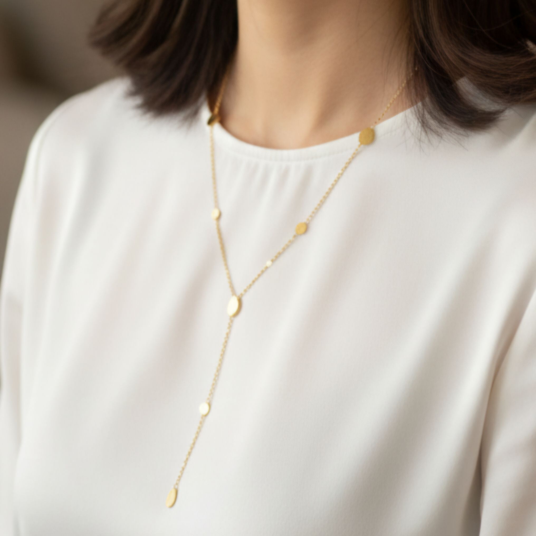 LARIAT TEARDROP NECKLACE GOLD