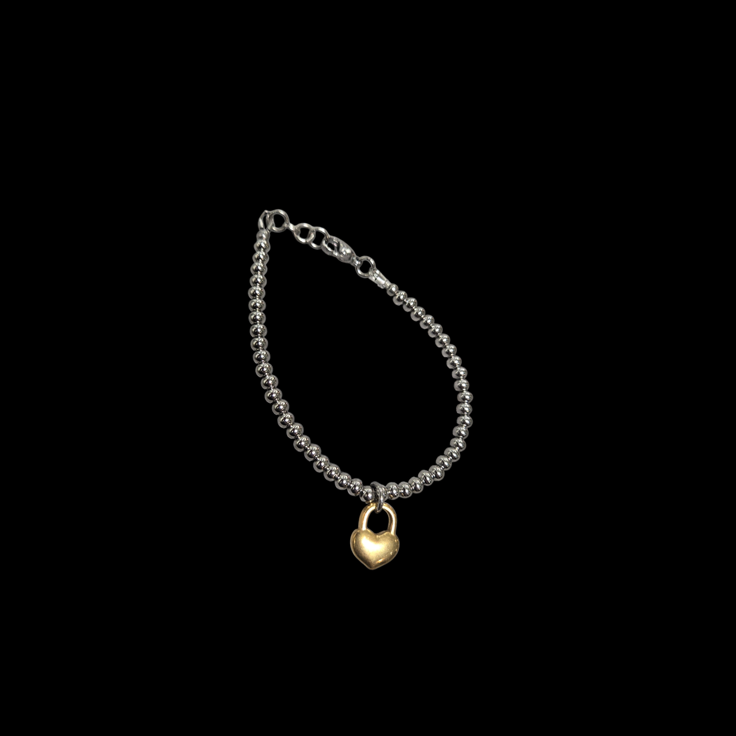 METAL BEAD WITH HEART MIXTONE