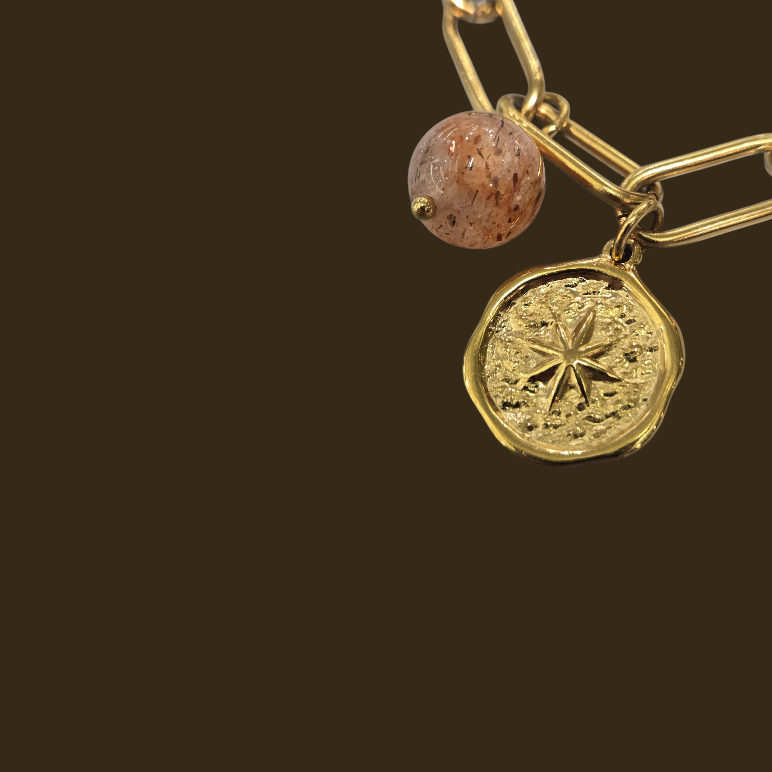 THICK PAPERCLIP COPPER RUTILE BRACELET GOLD