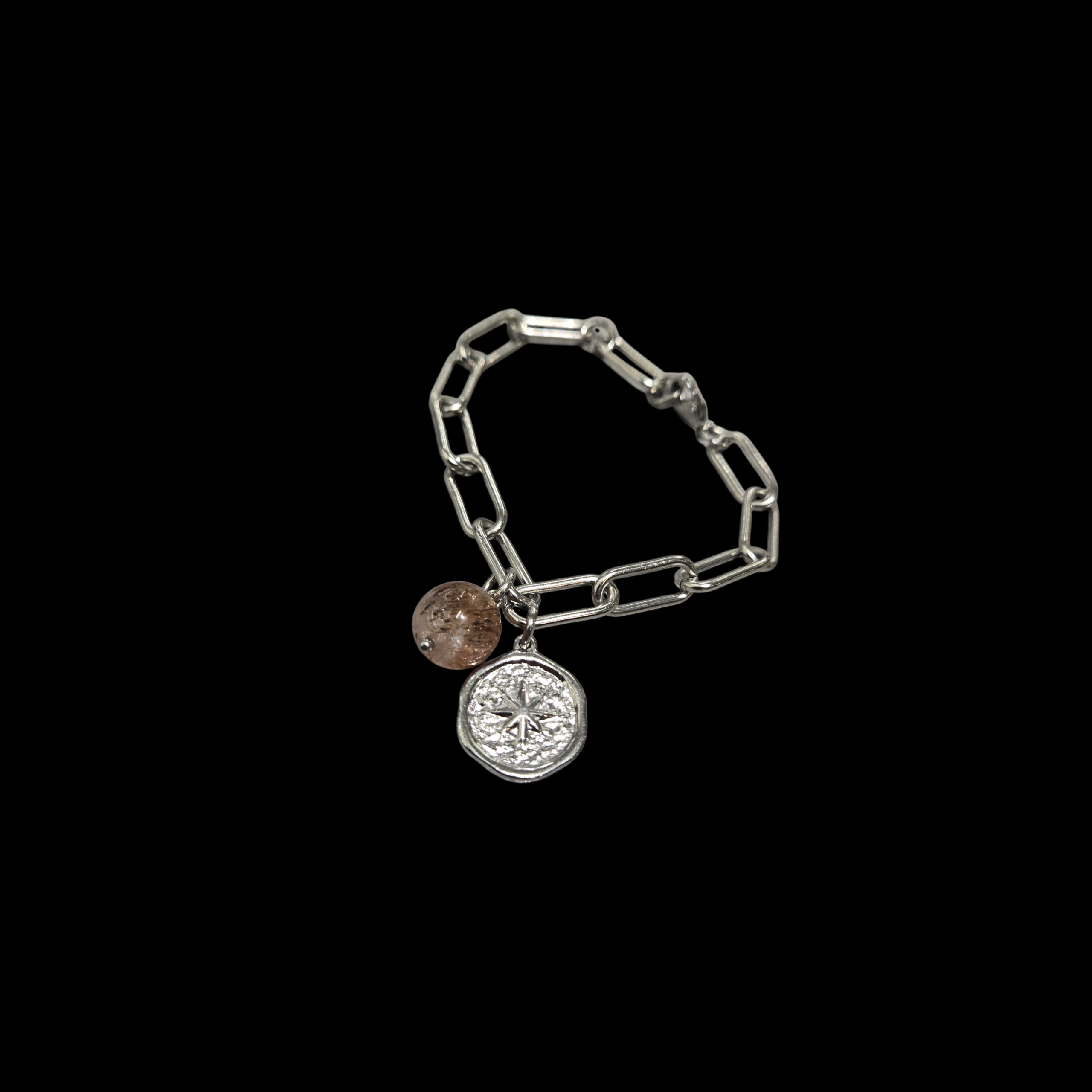 THICK PAPERCLIP COPPER RUTILE BRACELET SILVER