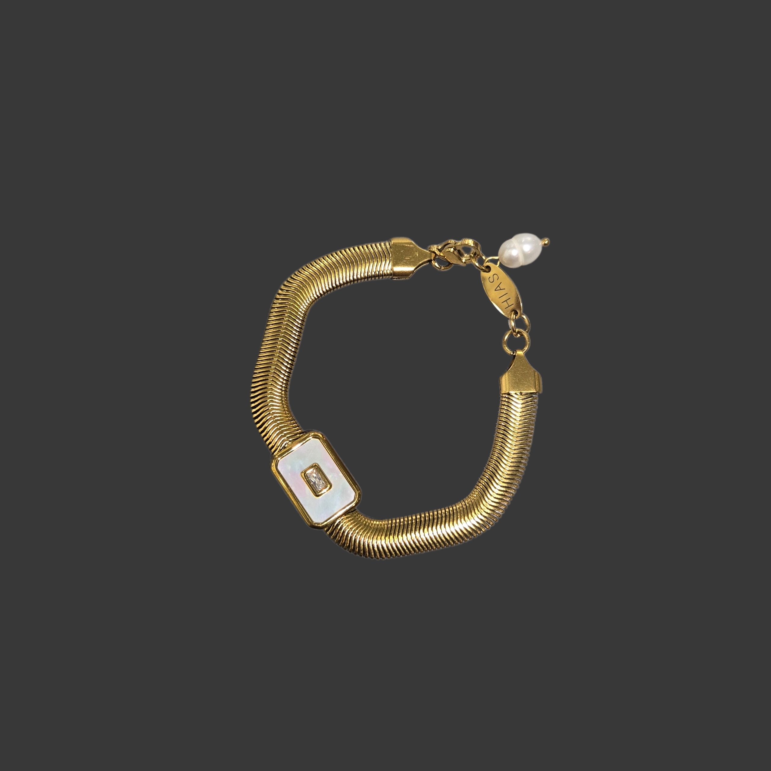 MOTHER OF PEARL HERRINGBONE BRACELET