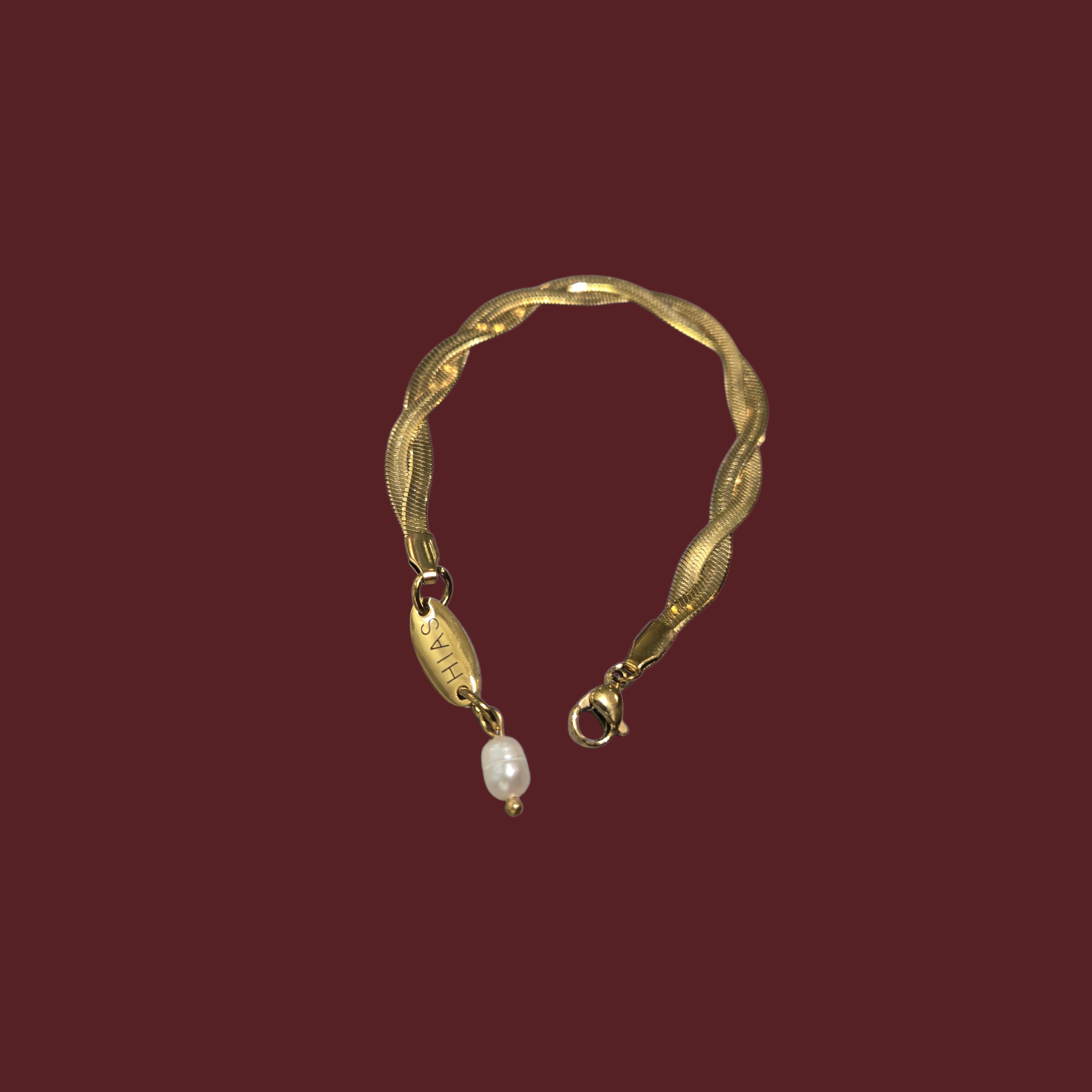 DOUBLE LINKED HERRINGBONE BRACELET GOLD