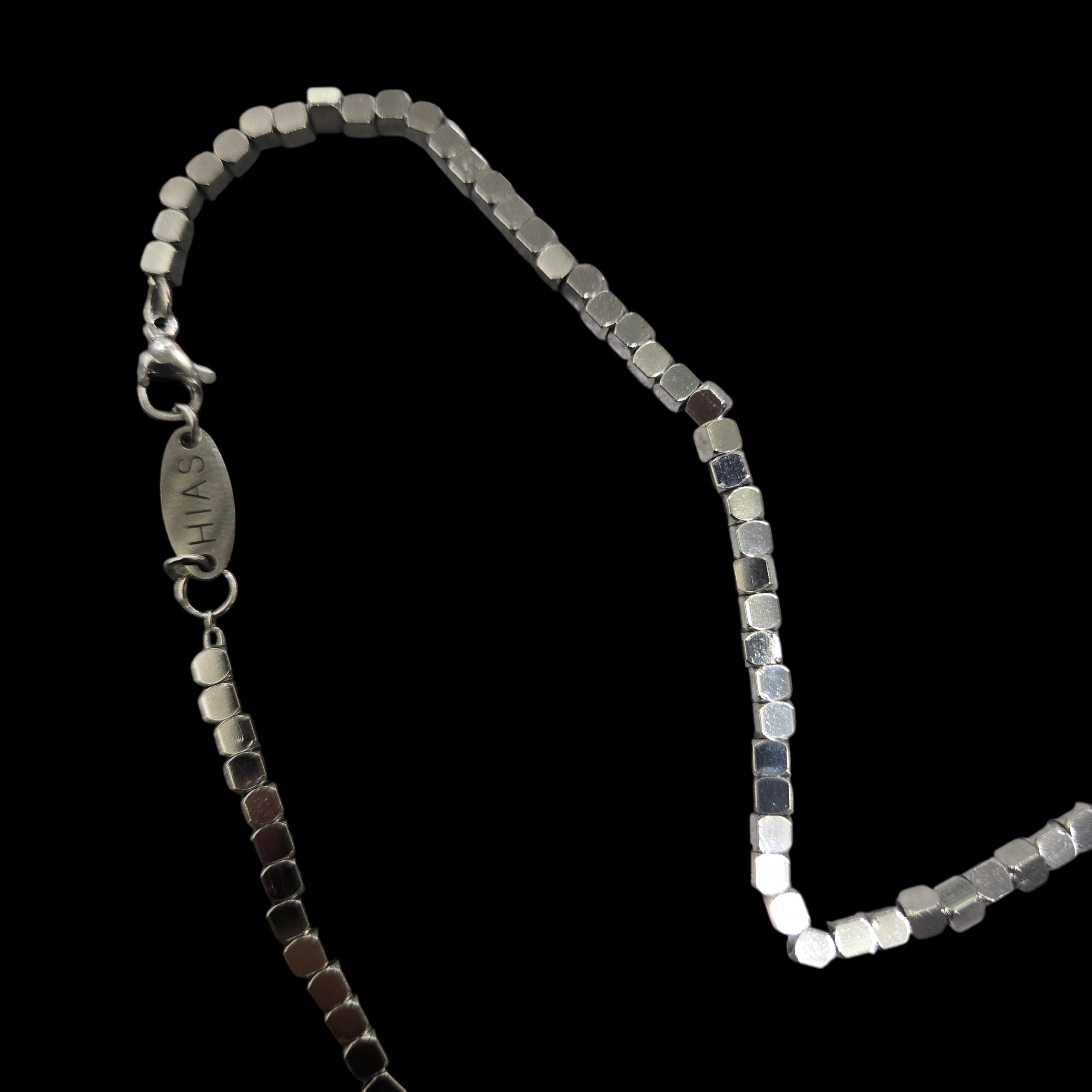 CUBE BEAD NECKLACE SILVER