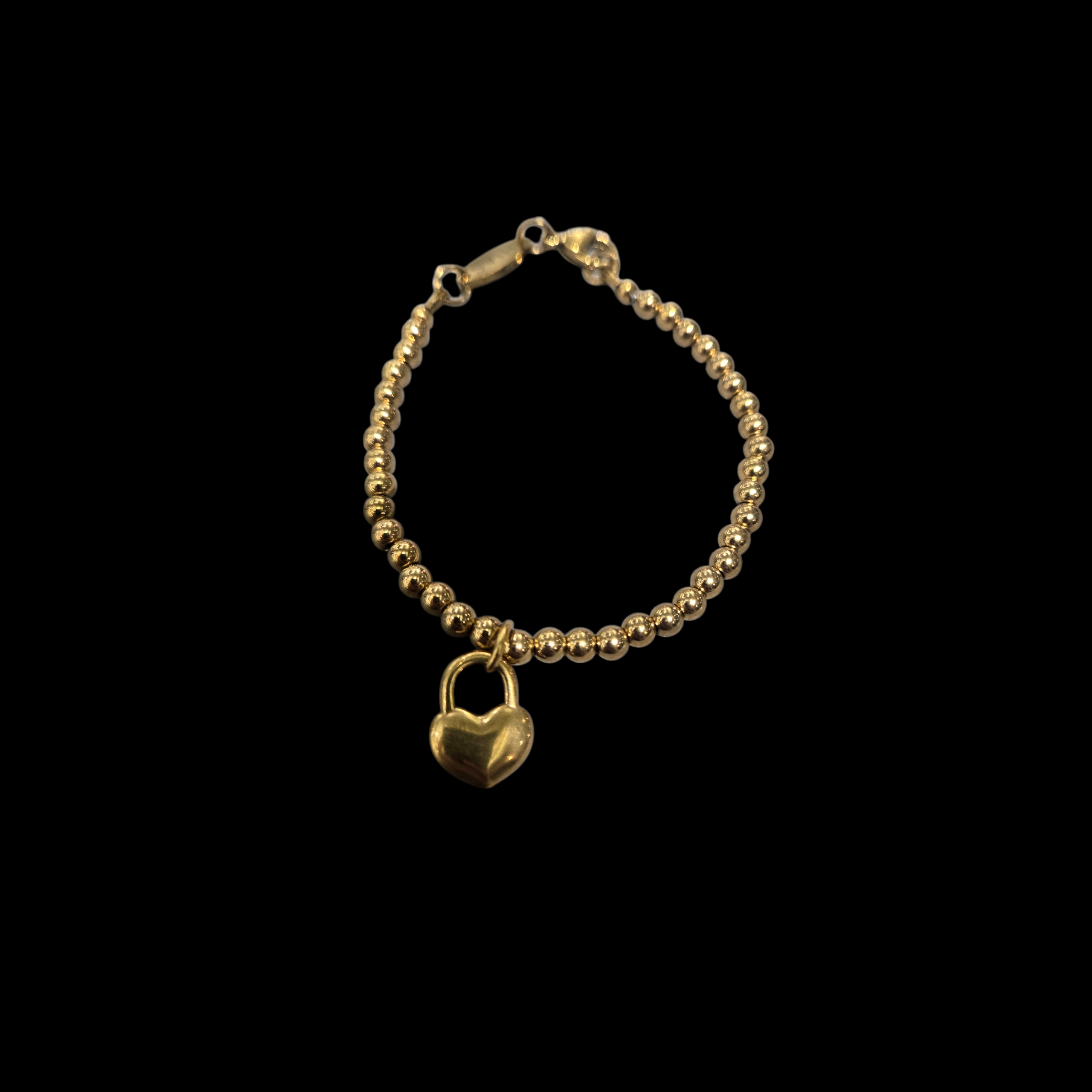 METAL BEAD WITH HEART GOLD