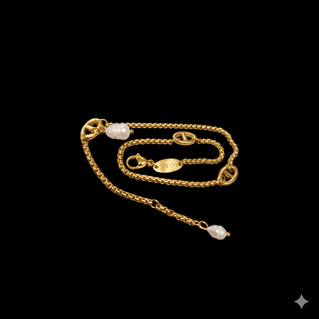 DOUBLE WRAP AROUND BRACELET SILVER WITH FRESHWATER PEARL