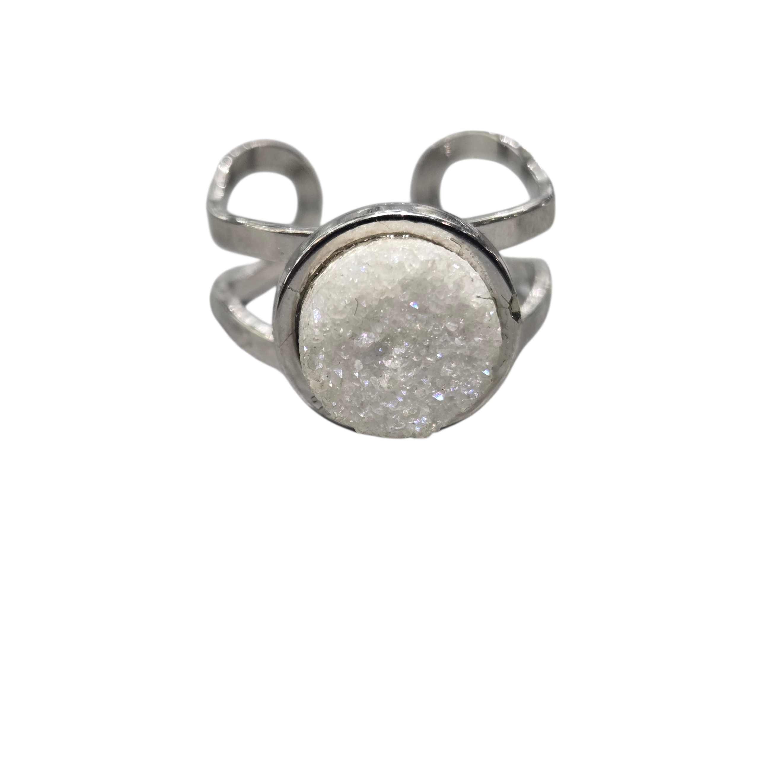 RAW QUARTZ WHITE RING SILVER