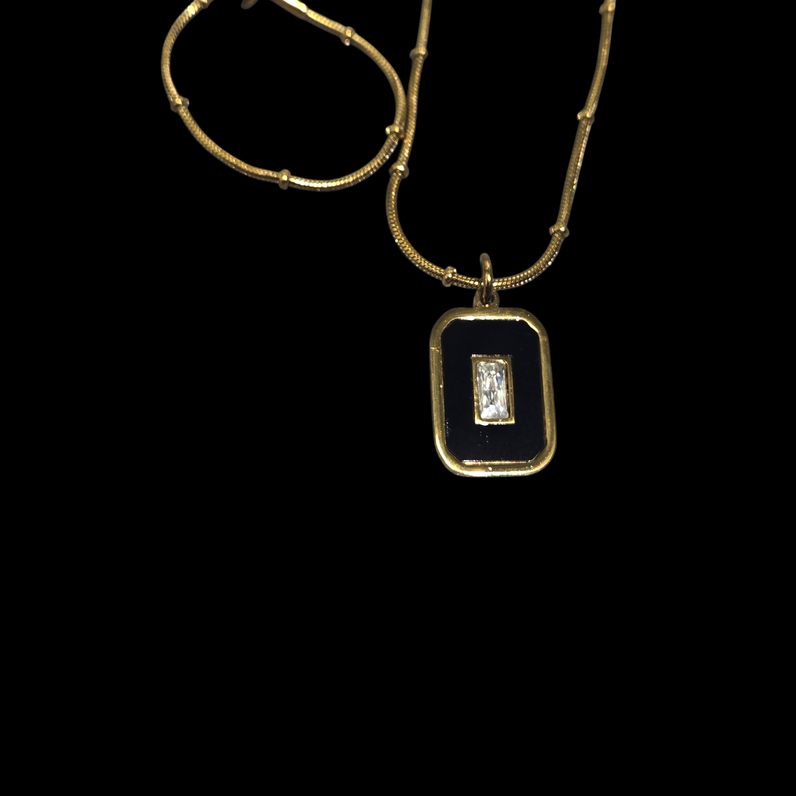 BLACK ENAMEL NECKLACE WITH ZIRCONIA