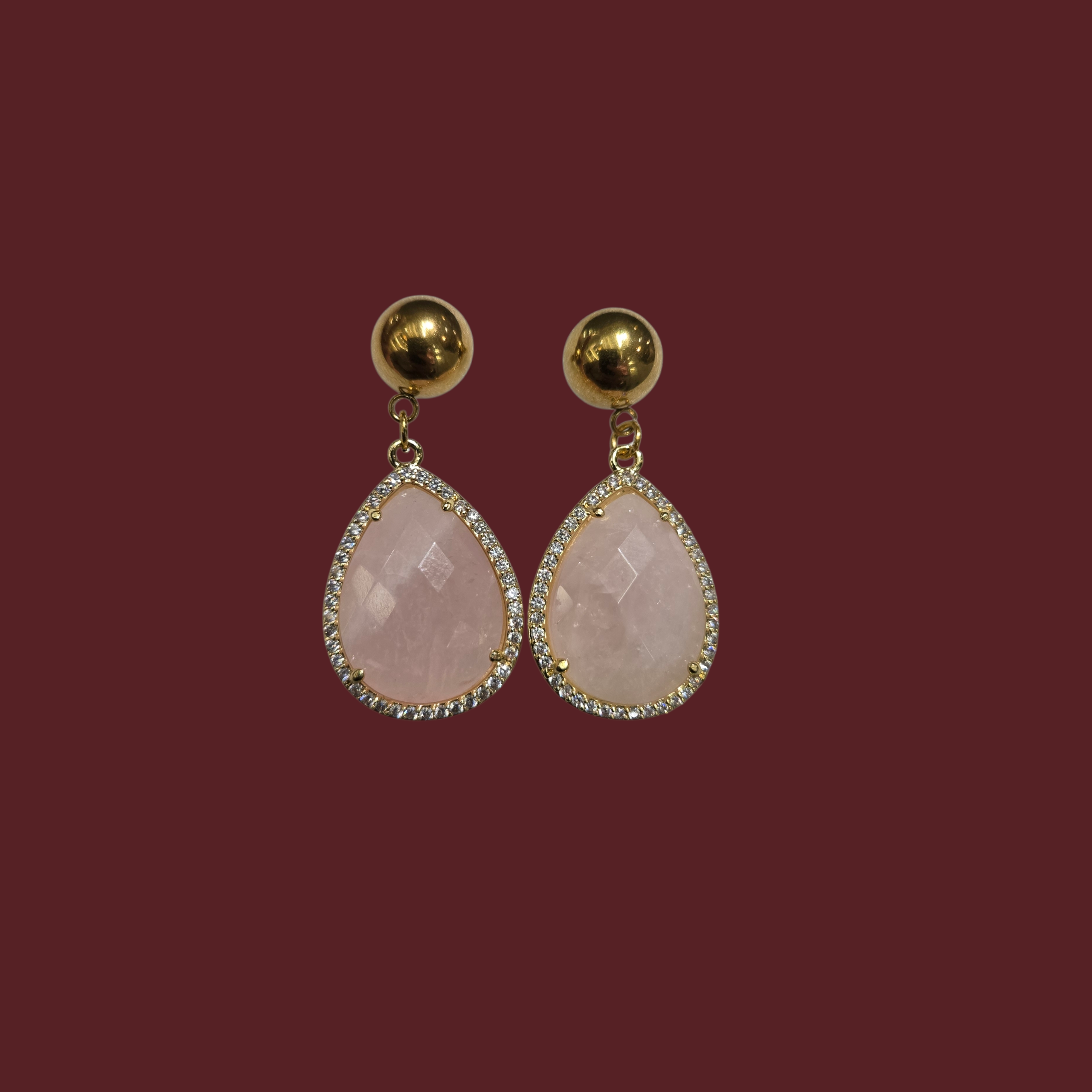 TERINDAH EARRING ROSE QUARTZ