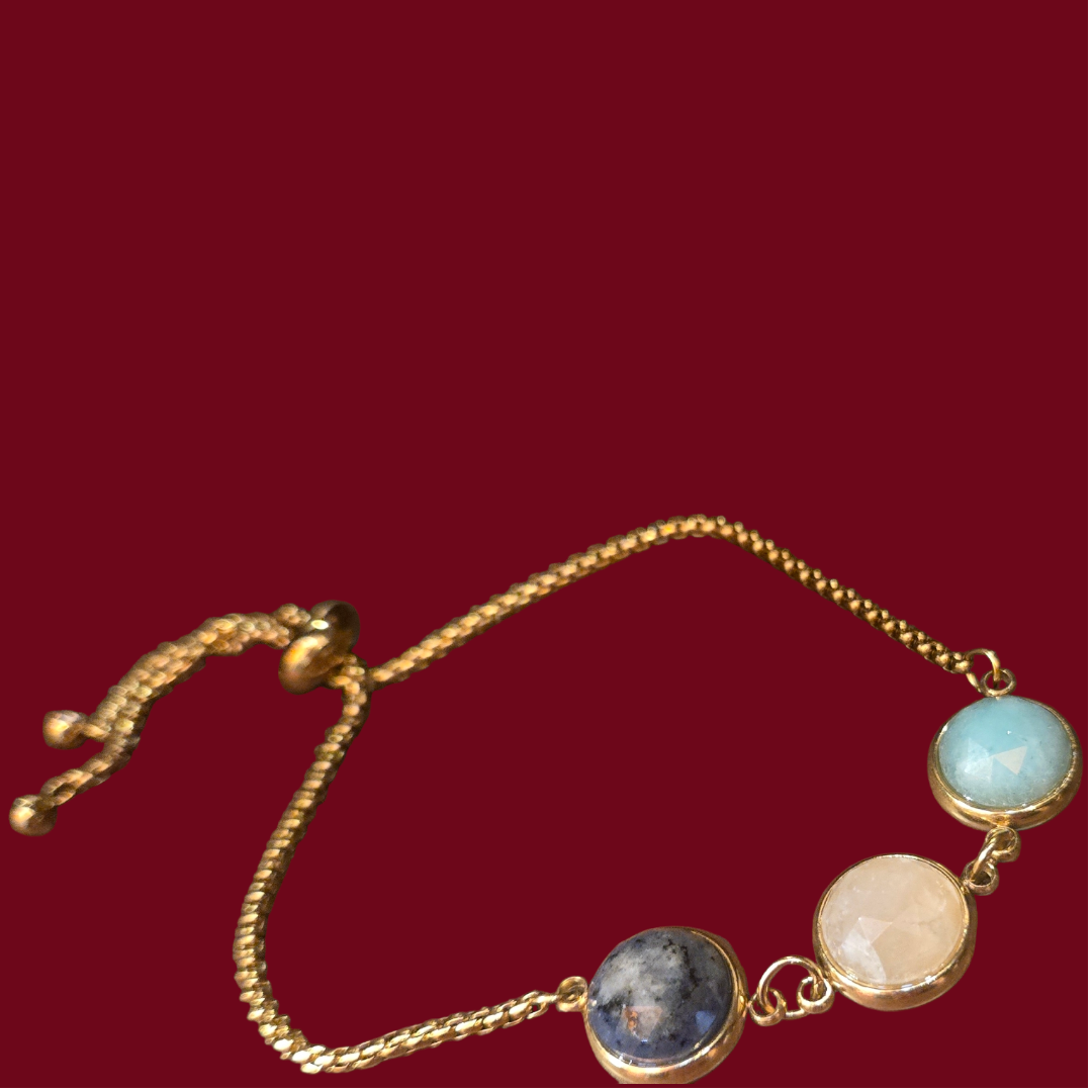 PESONA LINKED AMAZONITE BRACELET GOLD