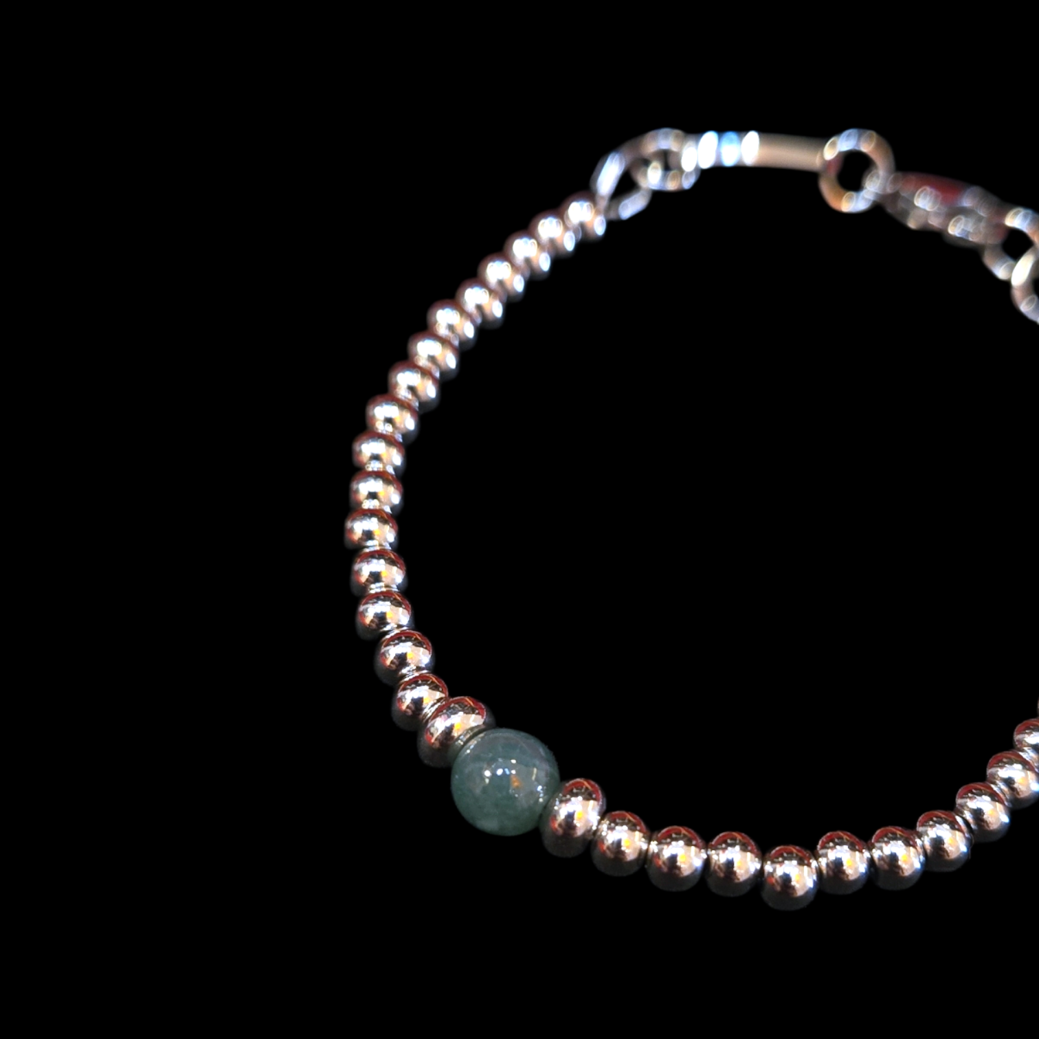 JADEITE SINGULAR BEADED BRACELET SILVER