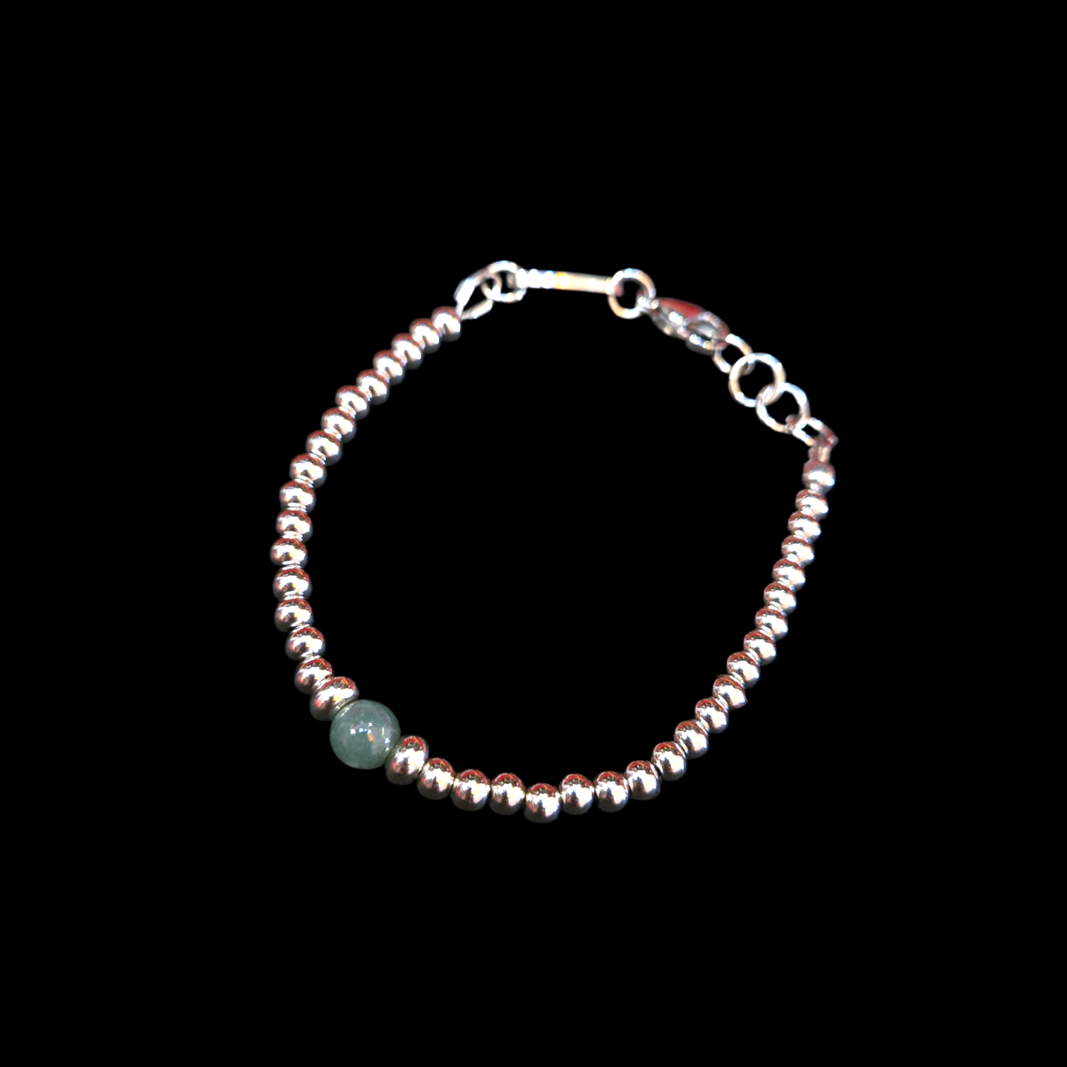 JADEITE SINGULAR BEADED BRACELET SILVER