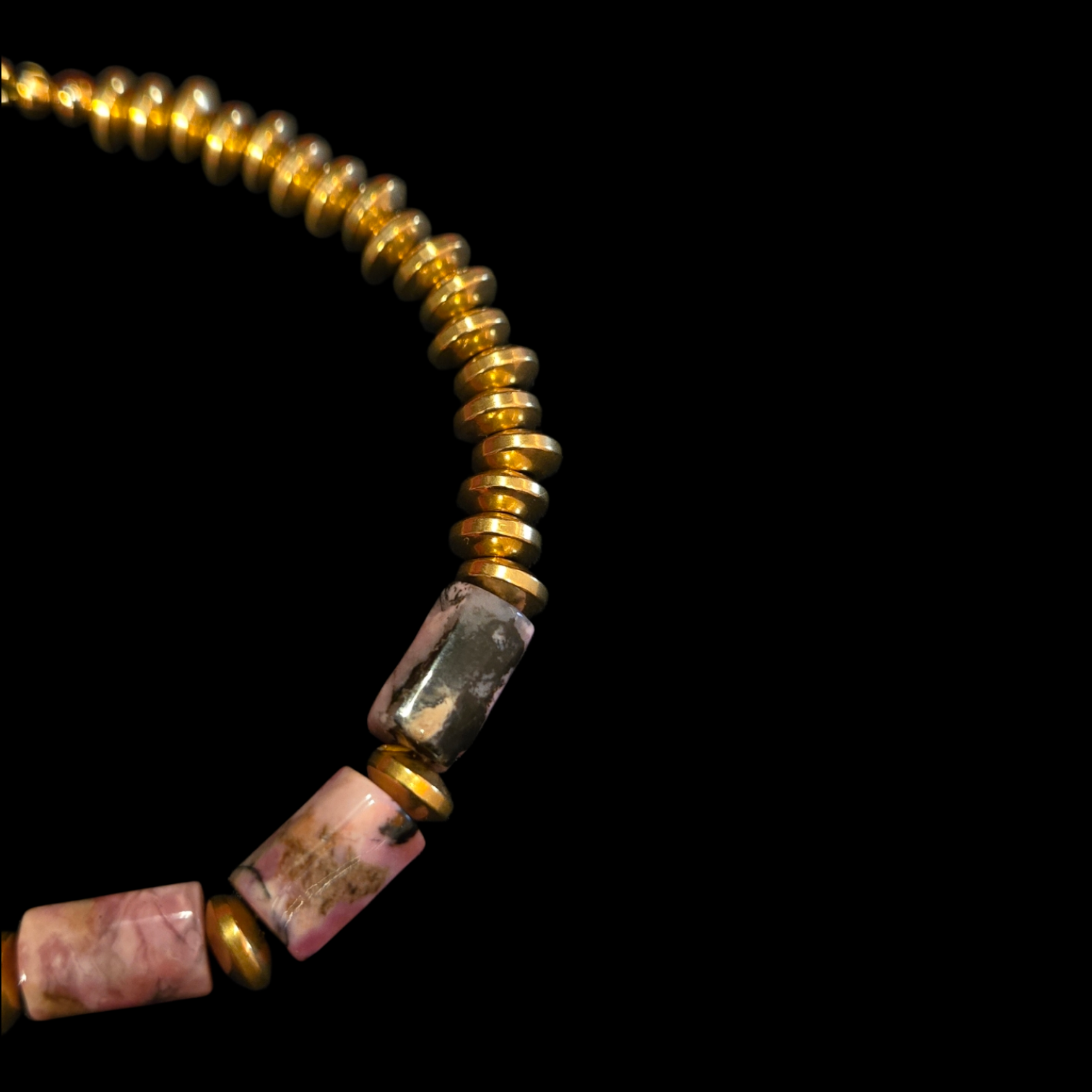 ATELIER RHODONITE COLUMN BRACELET GOLD