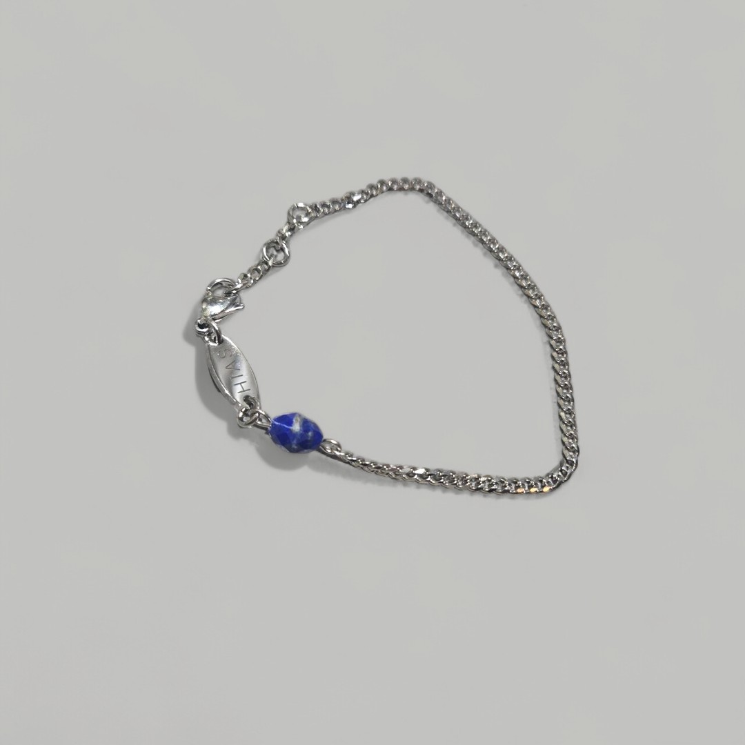 LAPIS LAZULI DAINTY CUBAN BRACELET SILVER