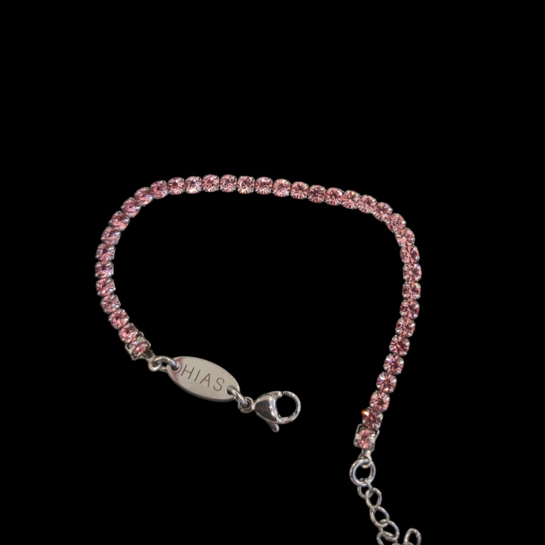 EMBUN LIGHT PINK DIAMANTE TENNIS BRACELET SILVER