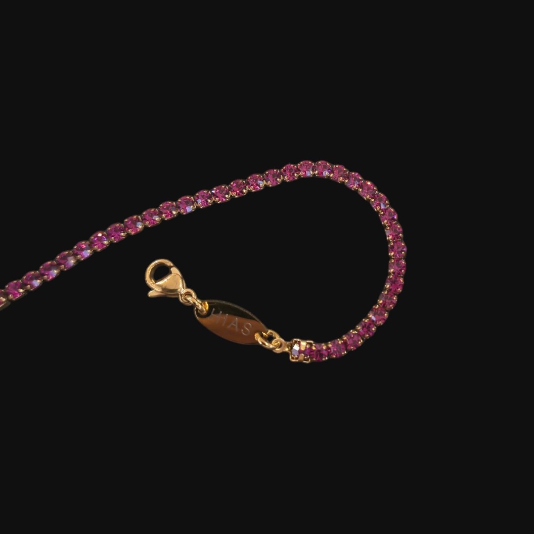 EMBUN FUSCHIA DIAMANTE TENNIS BRACELET GOLD