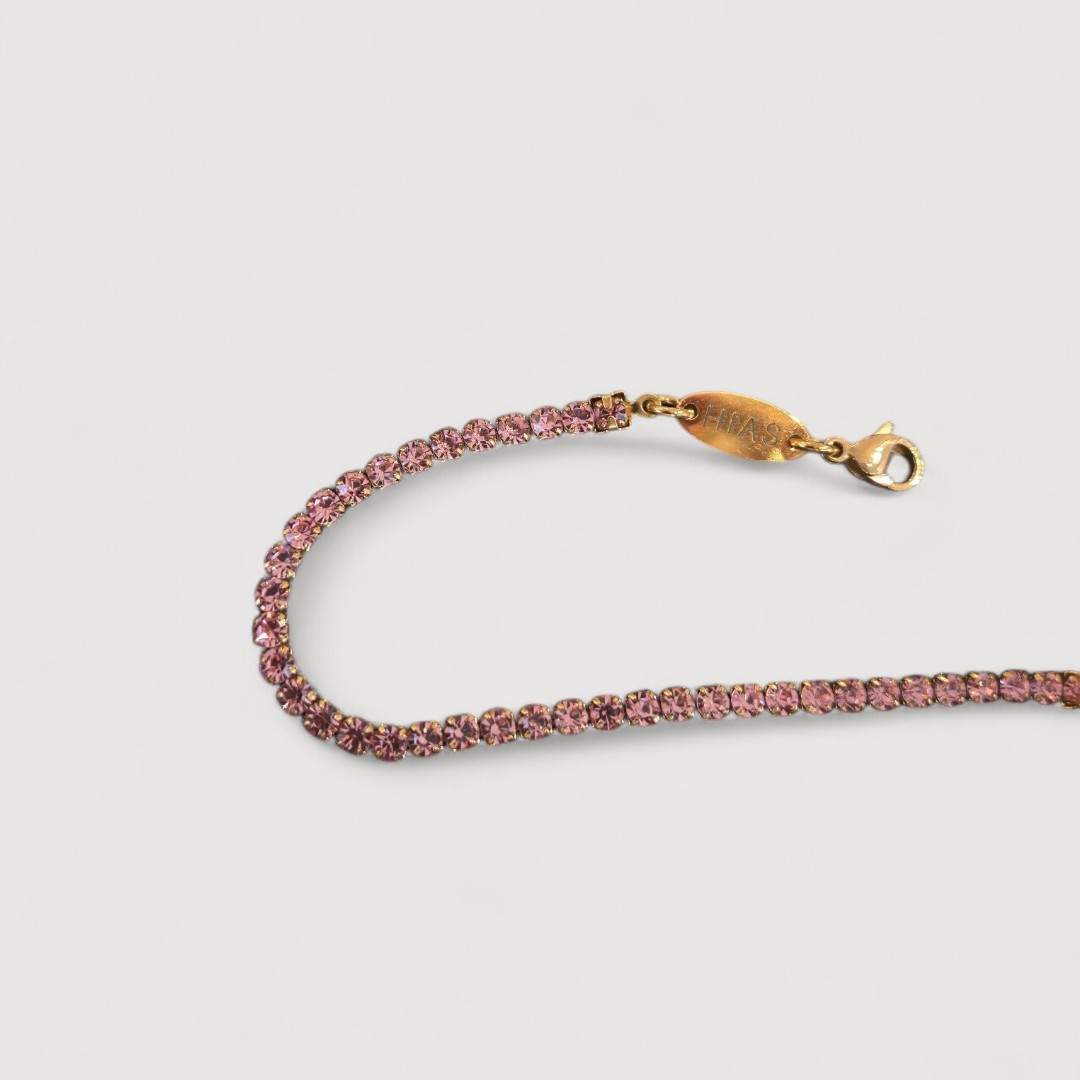 EMBUN LIGHT PINK DIAMANTE TENNIS BRACELET GOLD