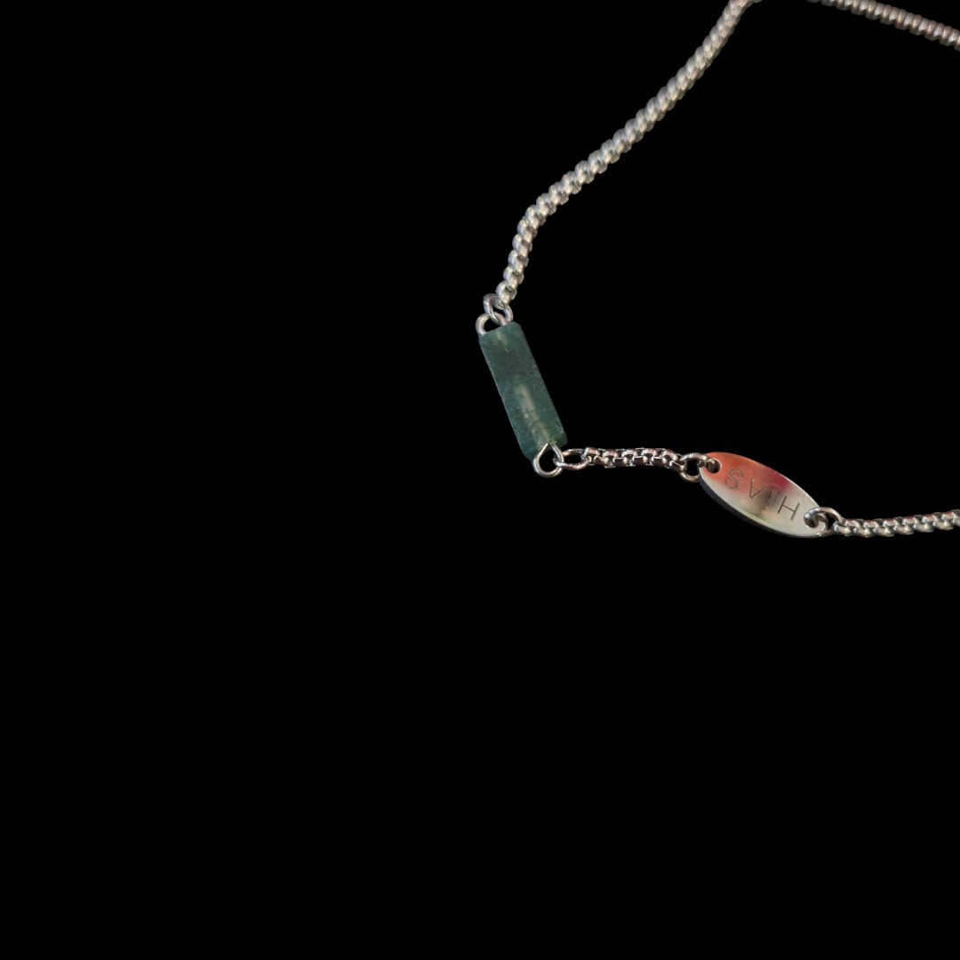 MOSS AGATE SLIDE BRACELET STEEL