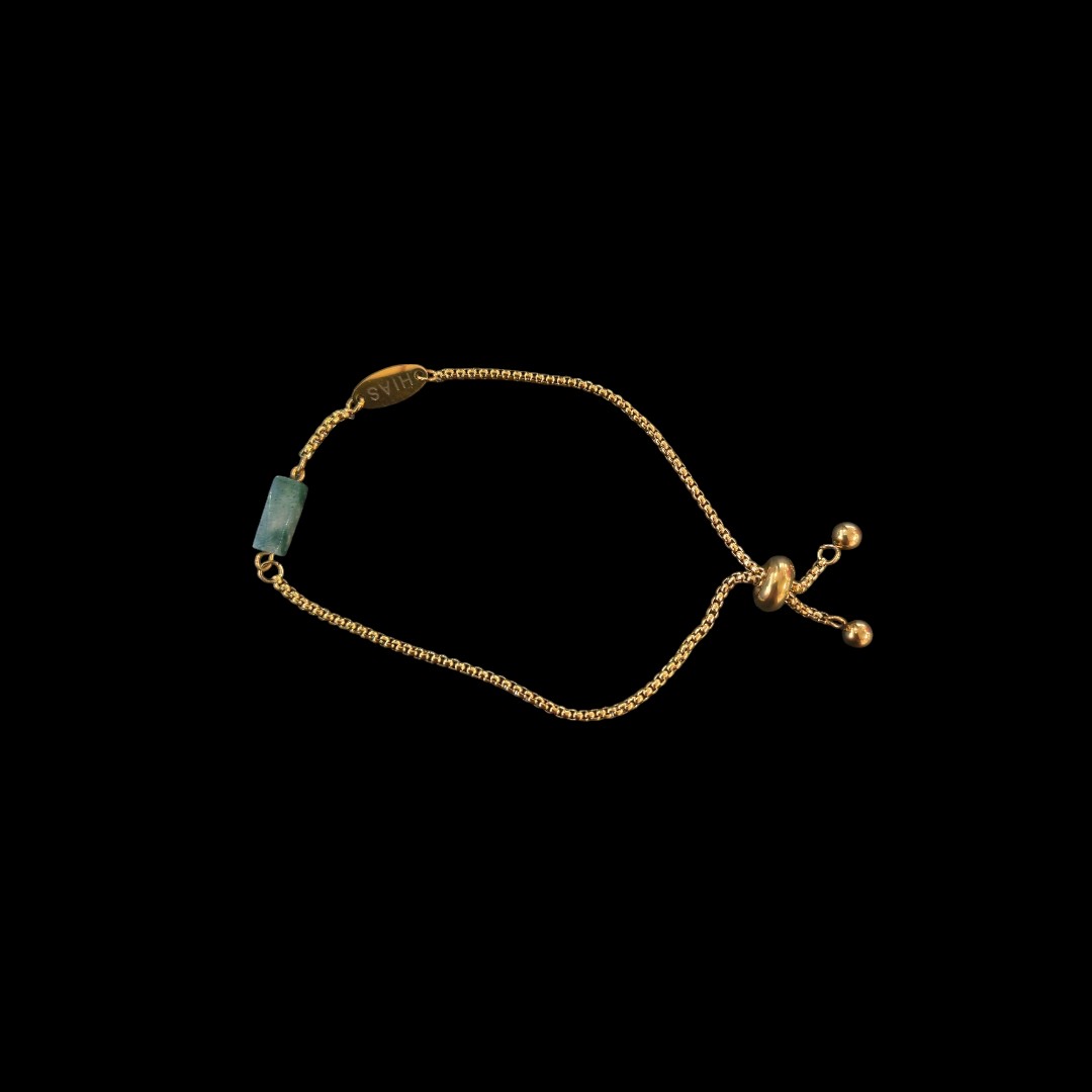 MOSS AGATE SLIDE BRACELET GOLD