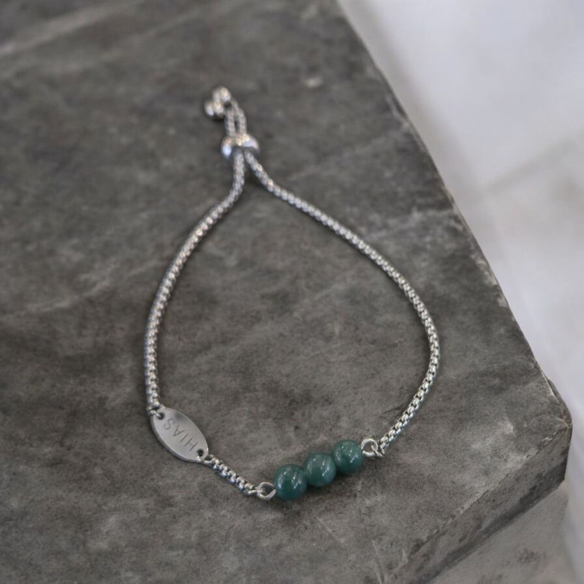 JADEITE SLIDE BRACELET STEEL
