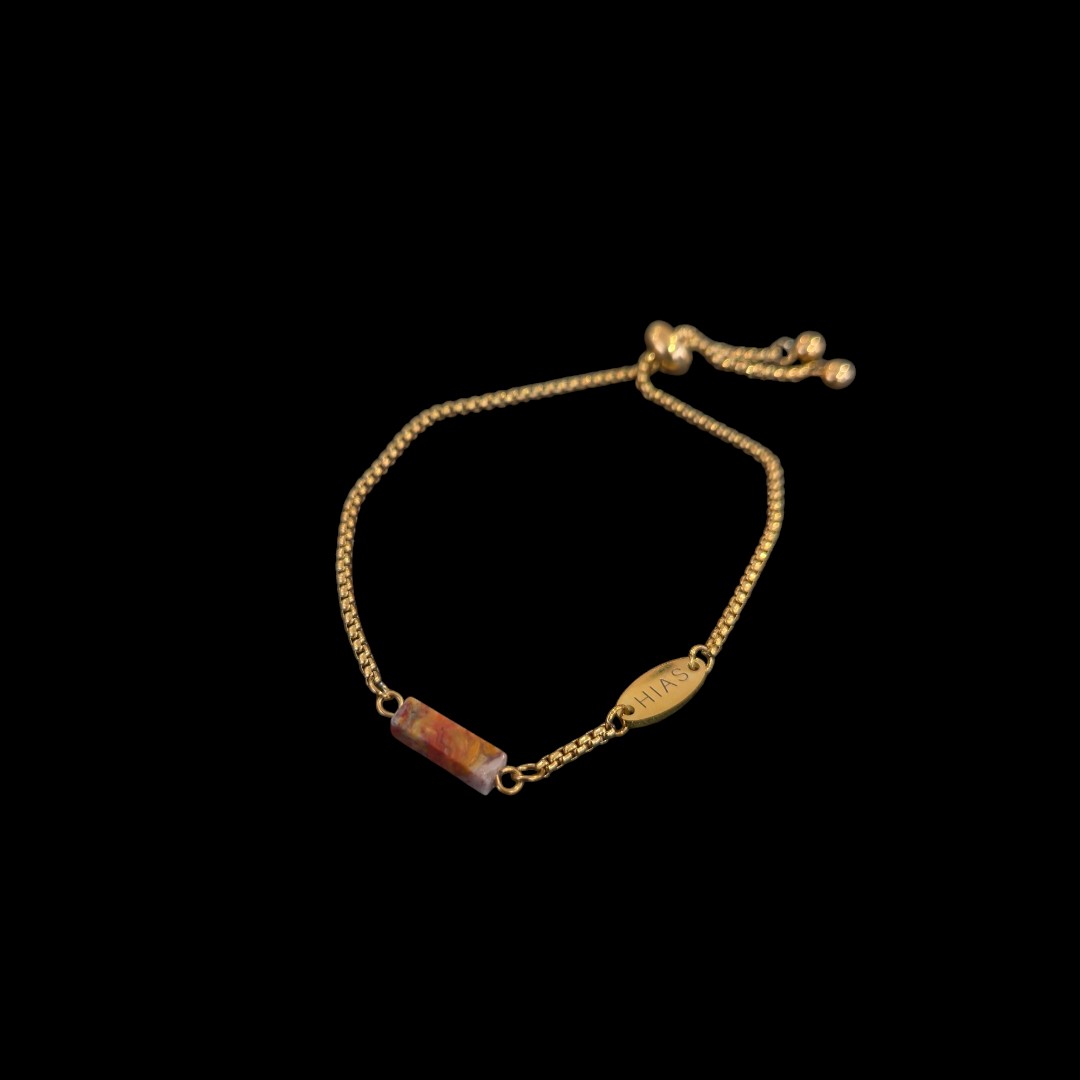 LACE AGATE SLIDE BRACELET GOLD