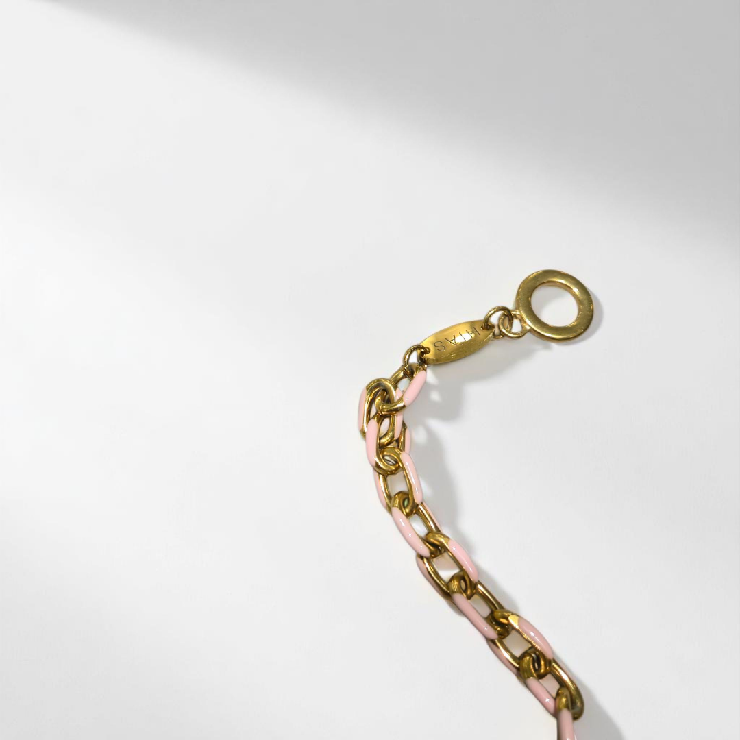 PINK ENAMEL BRACELET GOLD