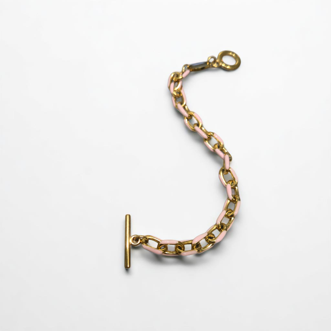 PINK ENAMEL BRACELET GOLD