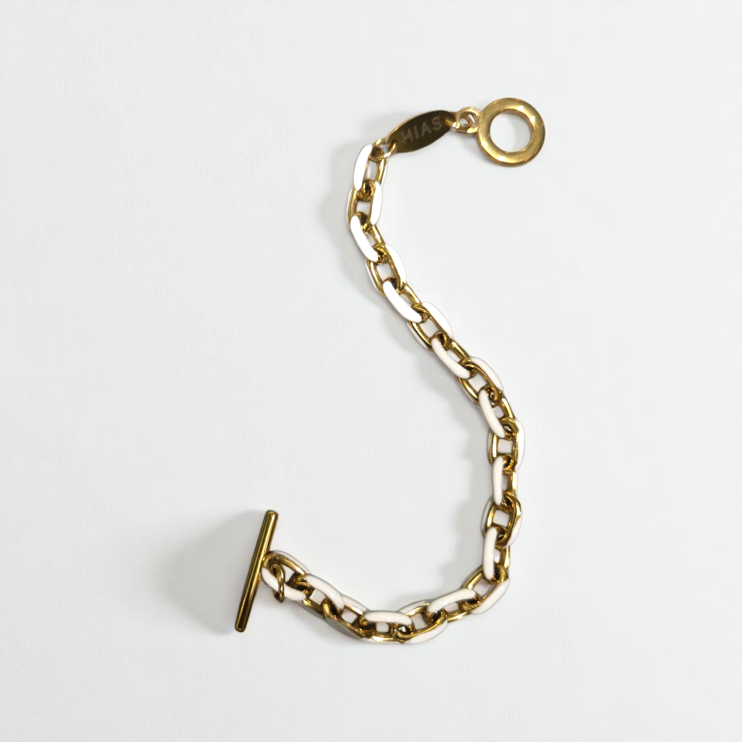 WHITE ENAMEL BRACELET GOLD