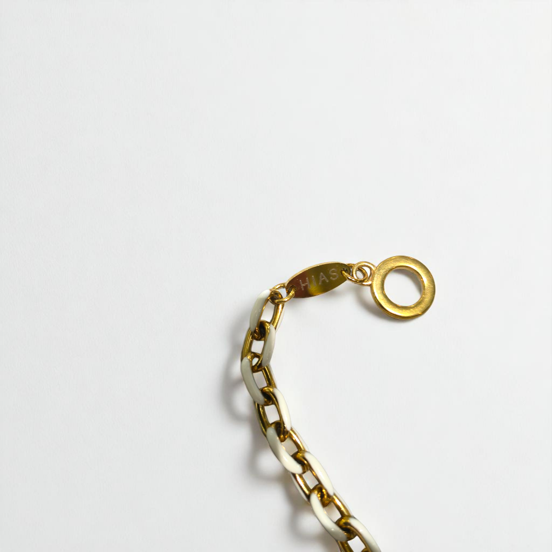 WHITE ENAMEL BRACELET GOLD