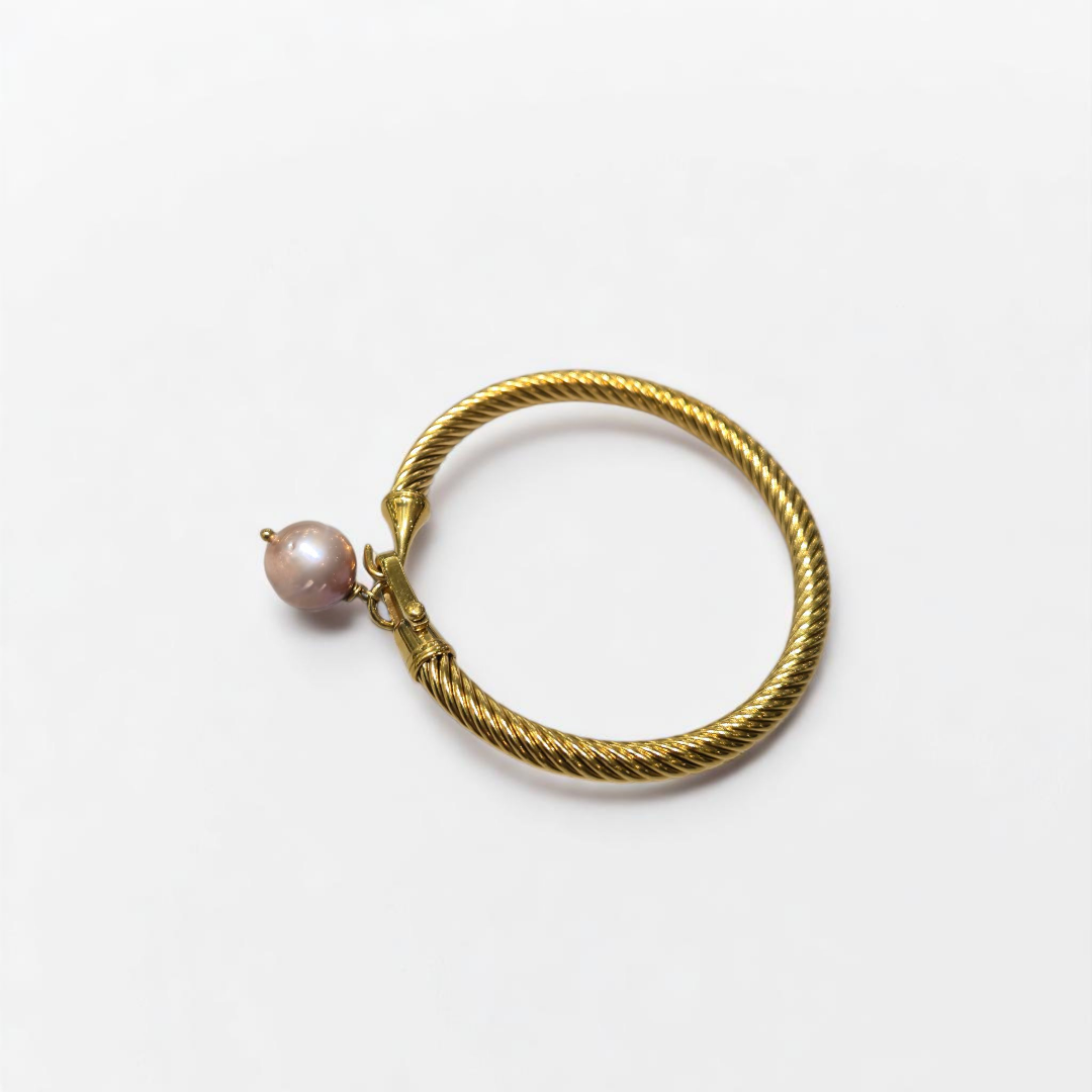 EDISON PINK PEARL BANGLE GOLD