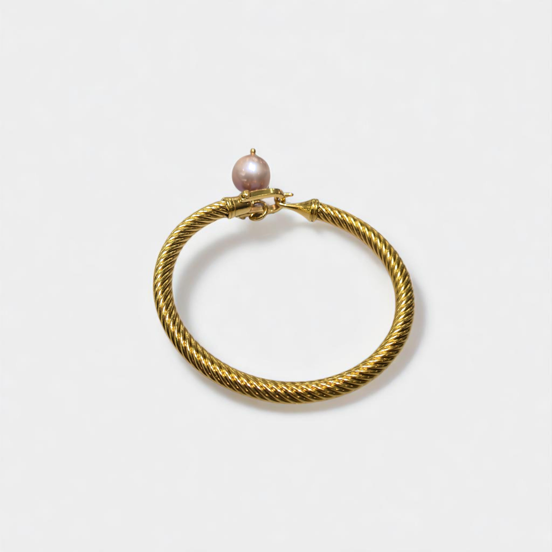 EDISON PINK PEARL BANGLE GOLD