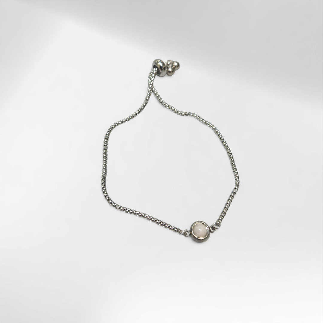 PESONA DAINTY ROSE QUARTZ BRACELET SILVER