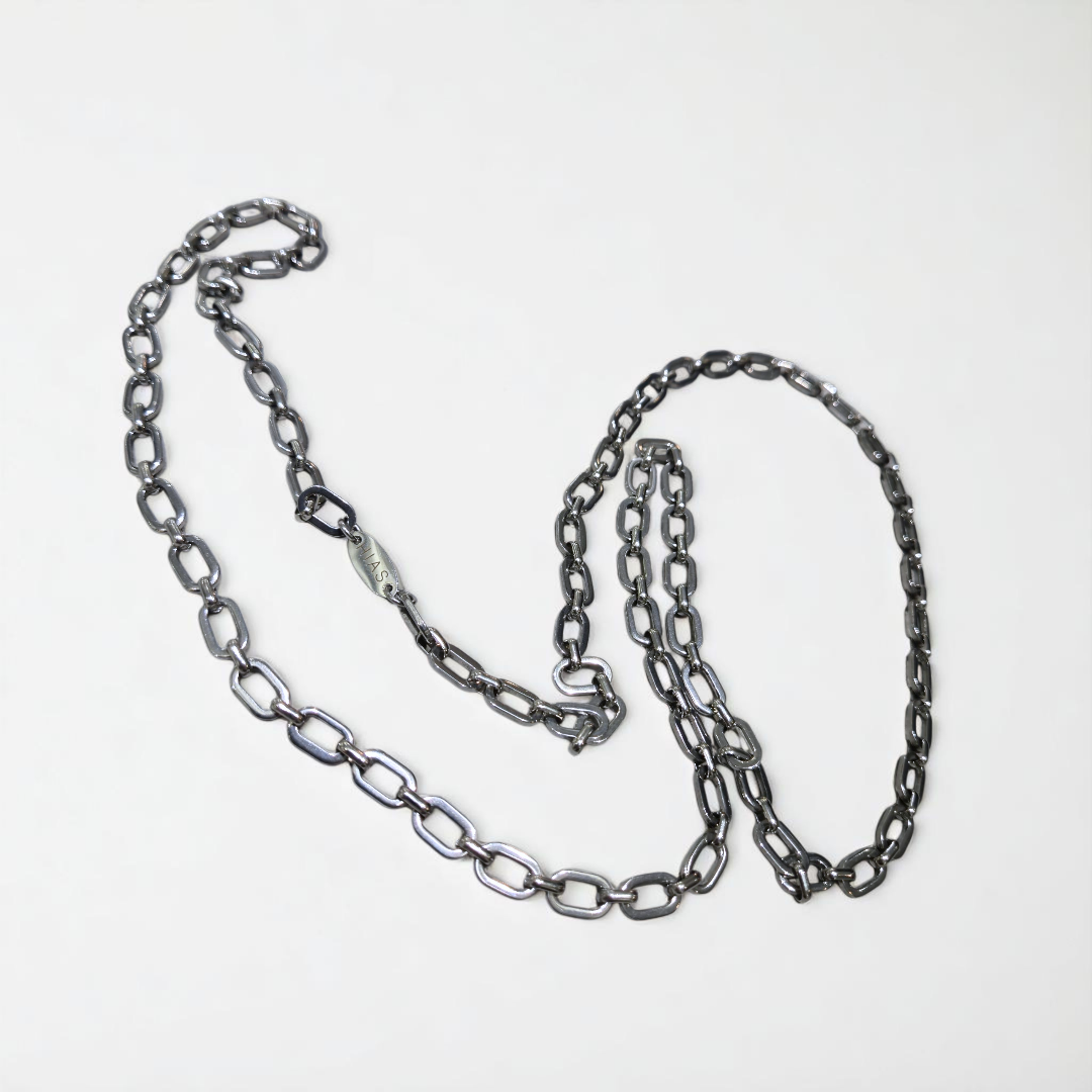 U RECTANGLE LONG NECKLACE SILVER