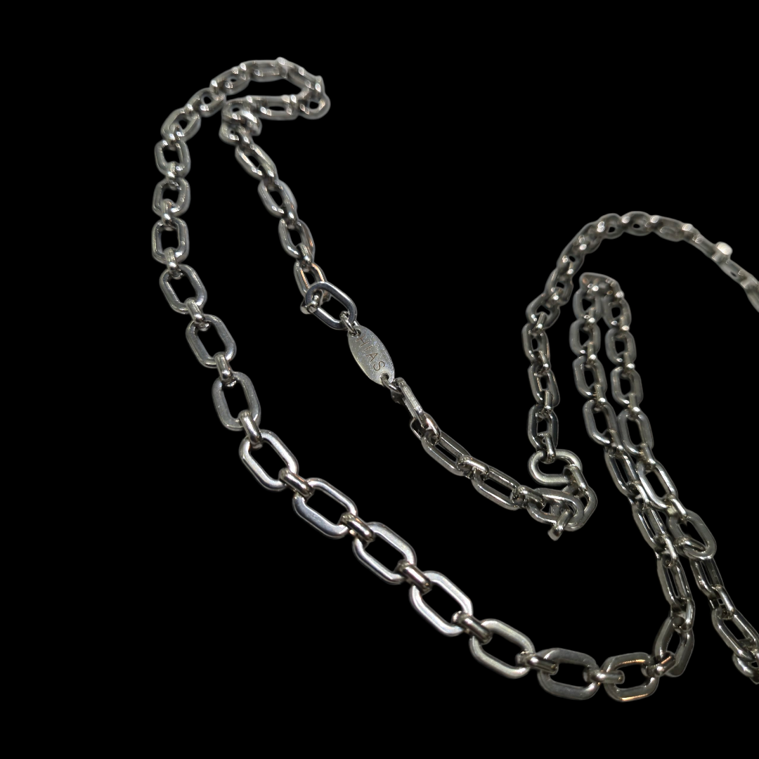 U RECTANGLE LONG NECKLACE SILVER