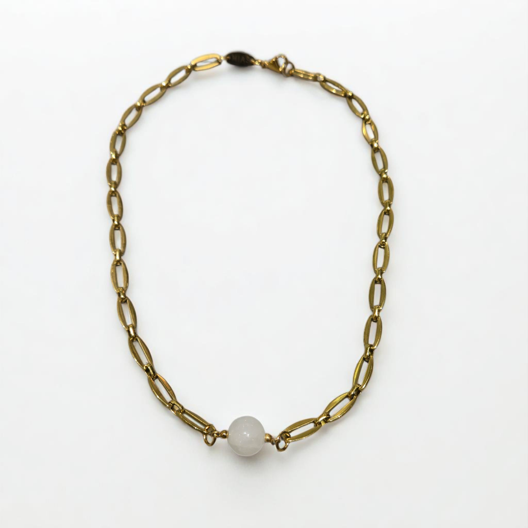 WHITE JADE NECKLACE GOLD