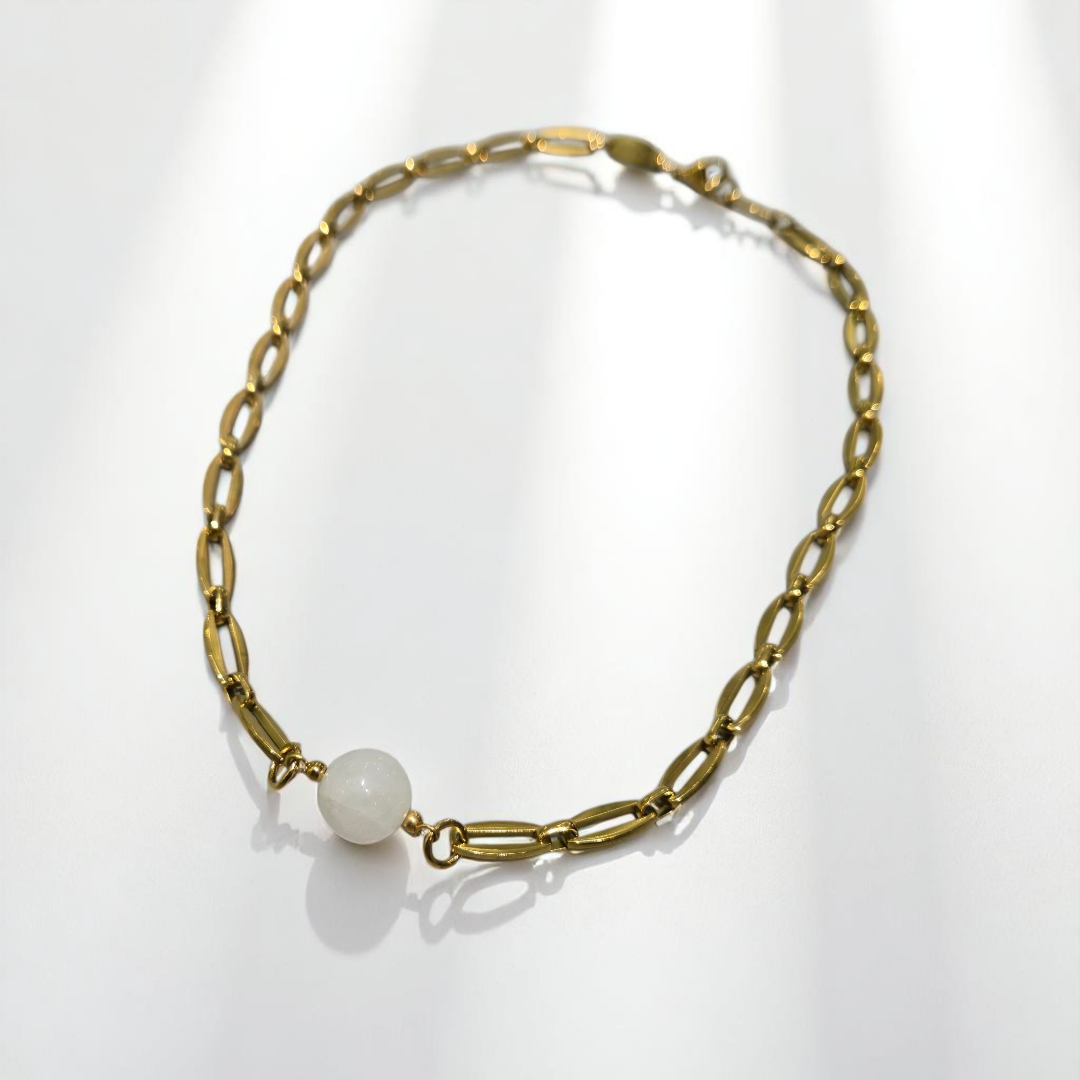 WHITE JADE NECKLACE GOLD