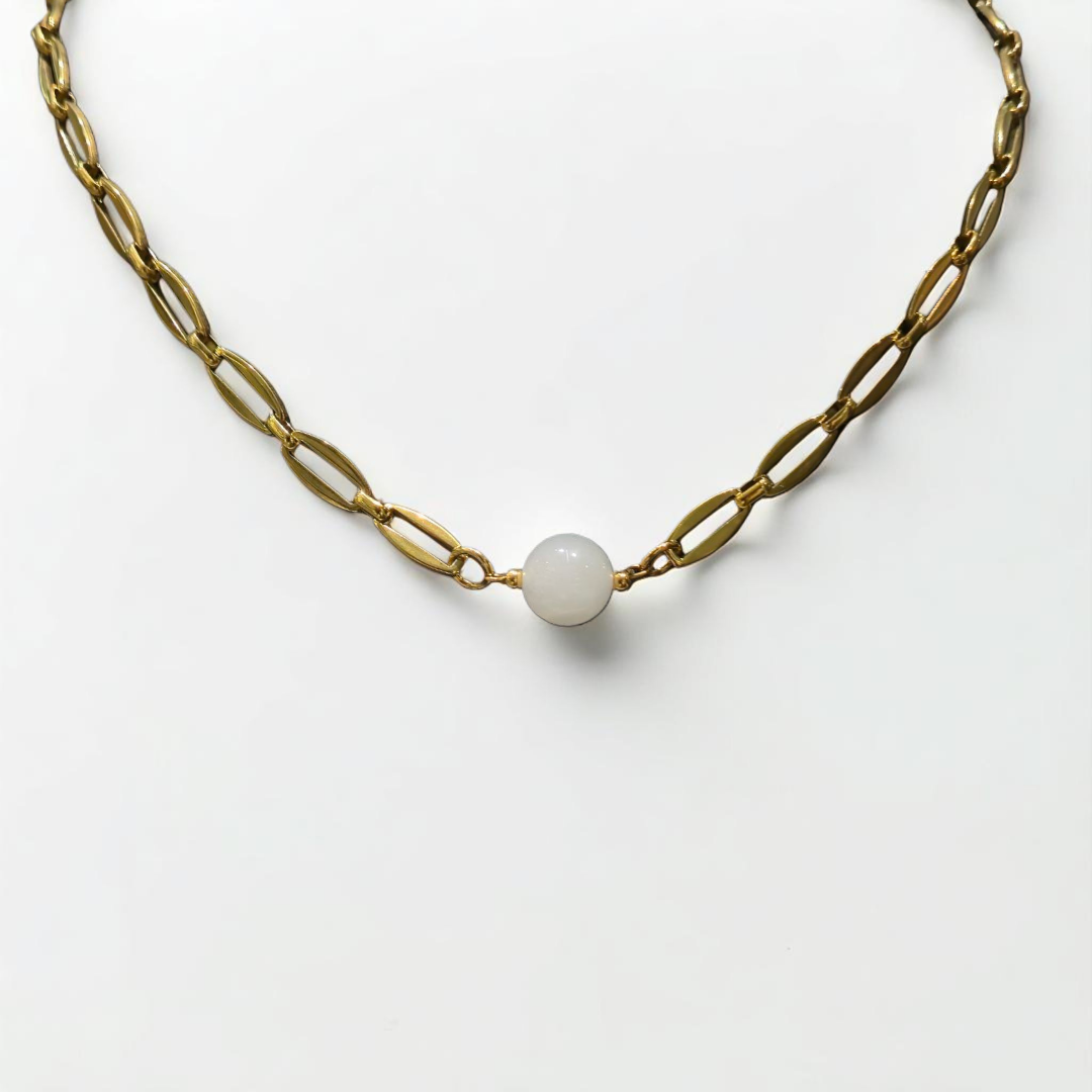 WHITE JADE NECKLACE GOLD