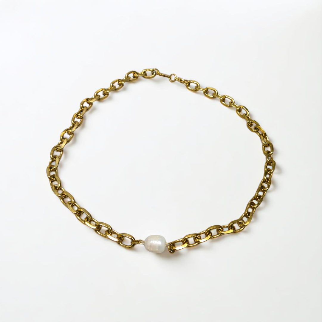 CHUNKY PEARL NECKLACE GOLD