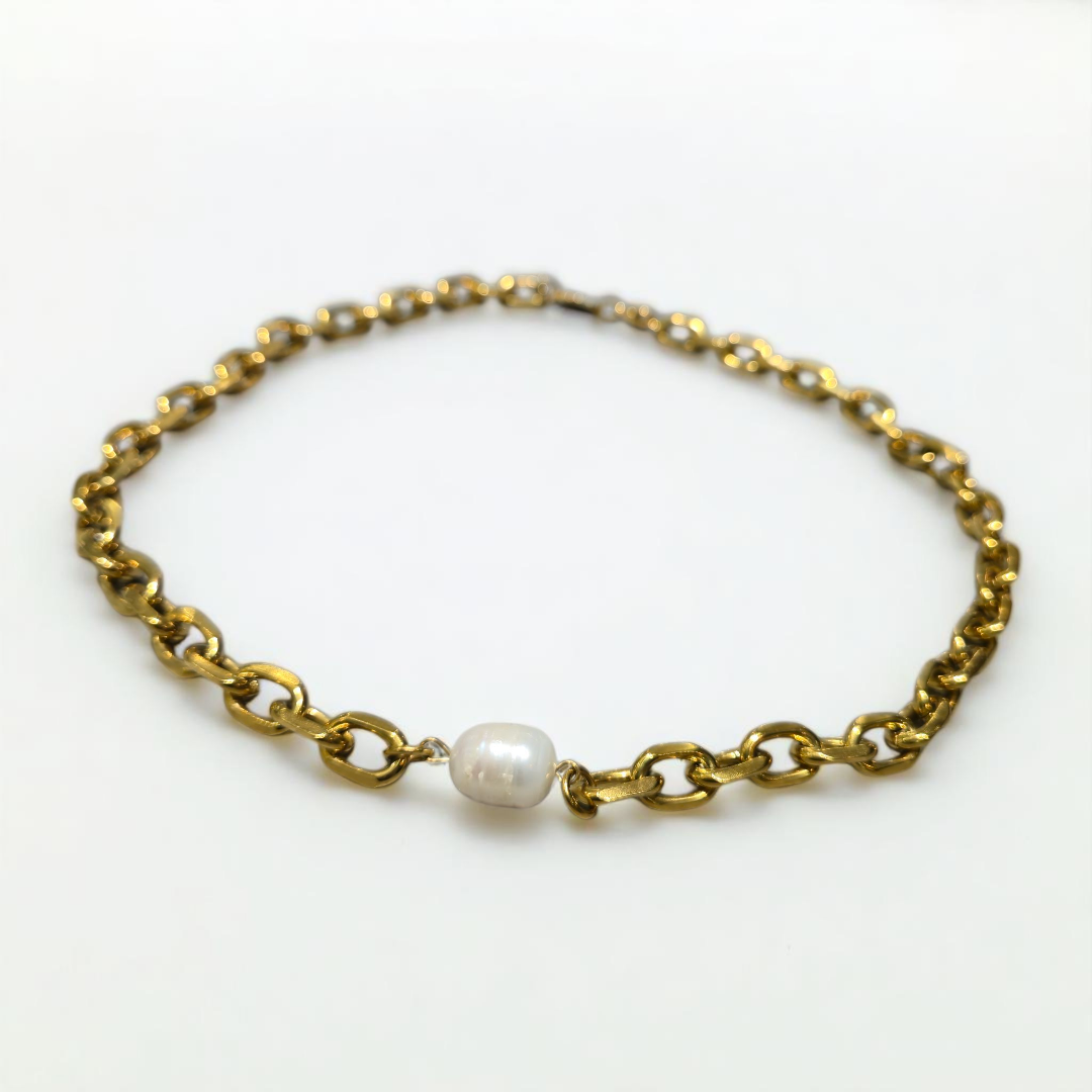 CHUNKY PEARL NECKLACE GOLD
