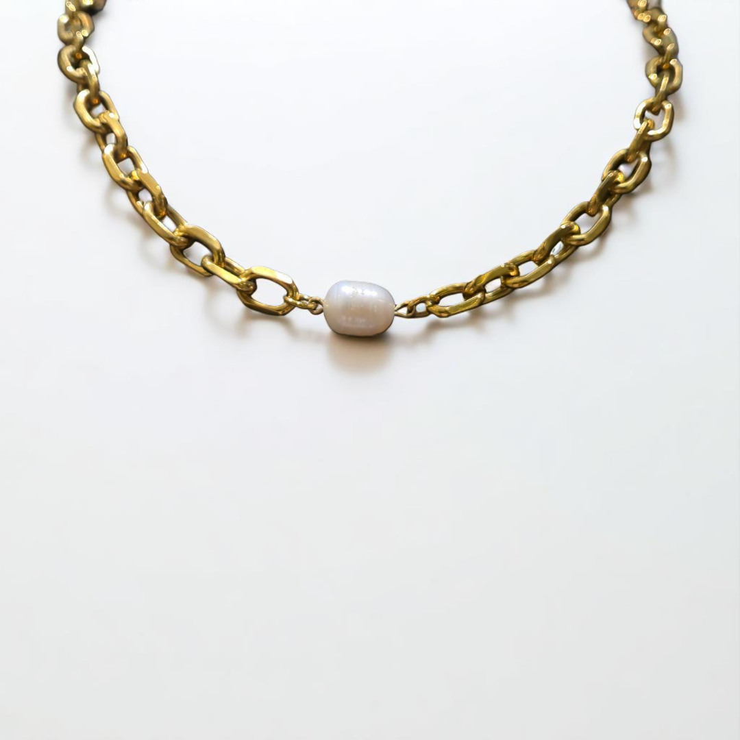 CHUNKY PEARL NECKLACE GOLD