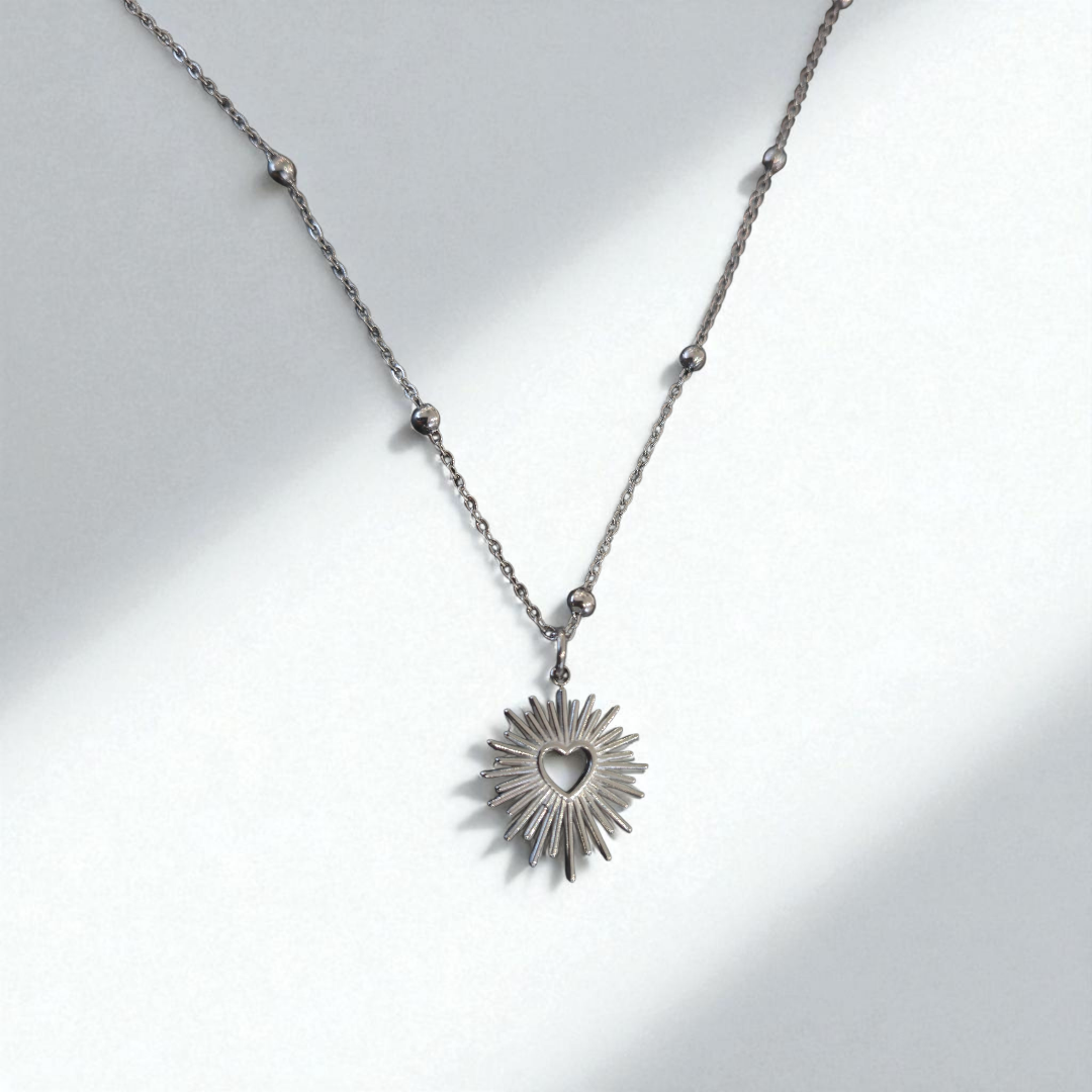 SPARKLE HEART NECKLACE SILVER