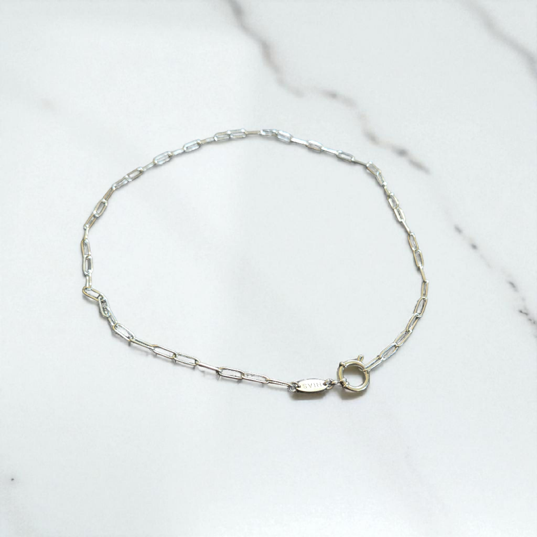 THIN PAPERCLIP LARIAT NECKLACE SILVER