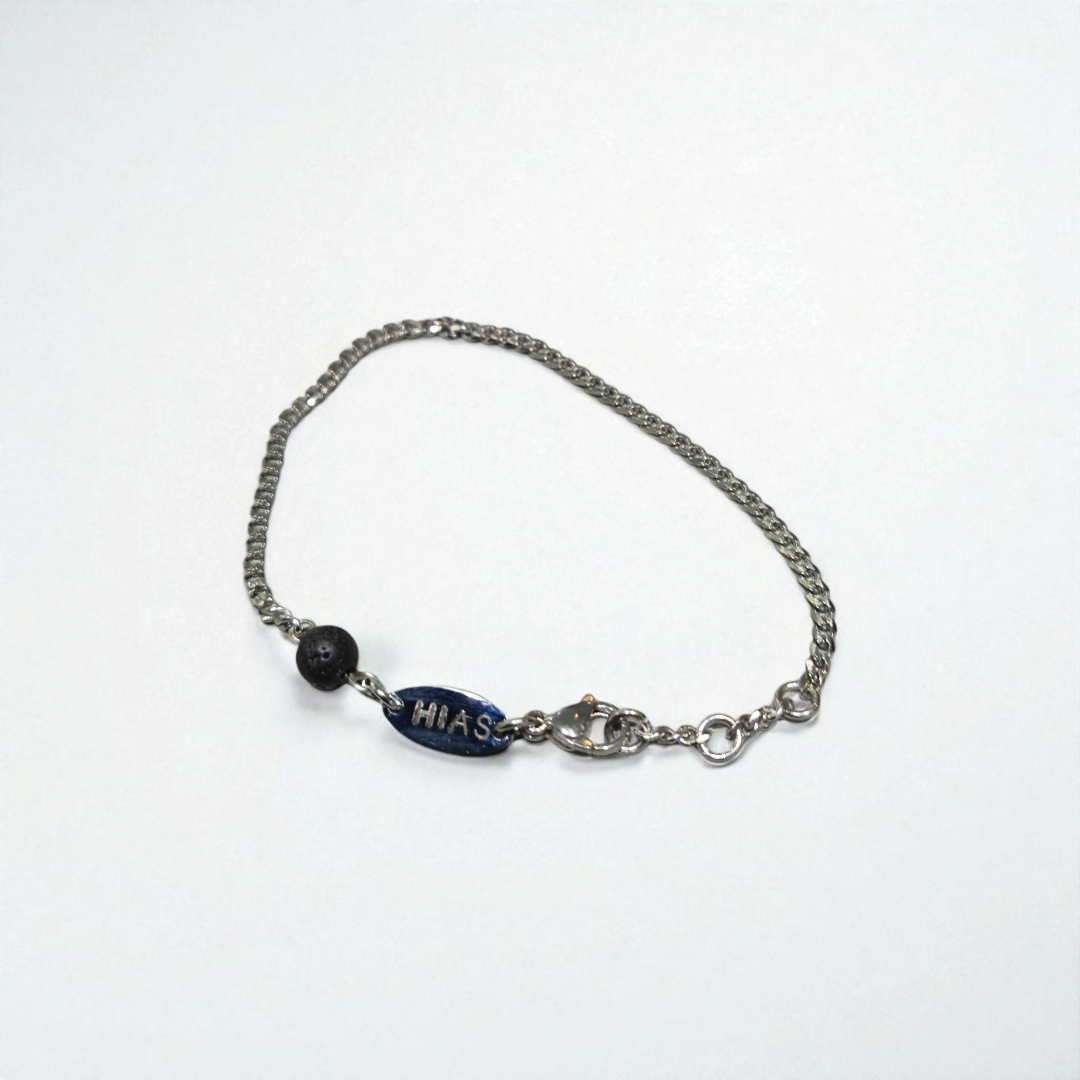 LAVA STONE DAINTY CUBAN BRACELET SILVER
