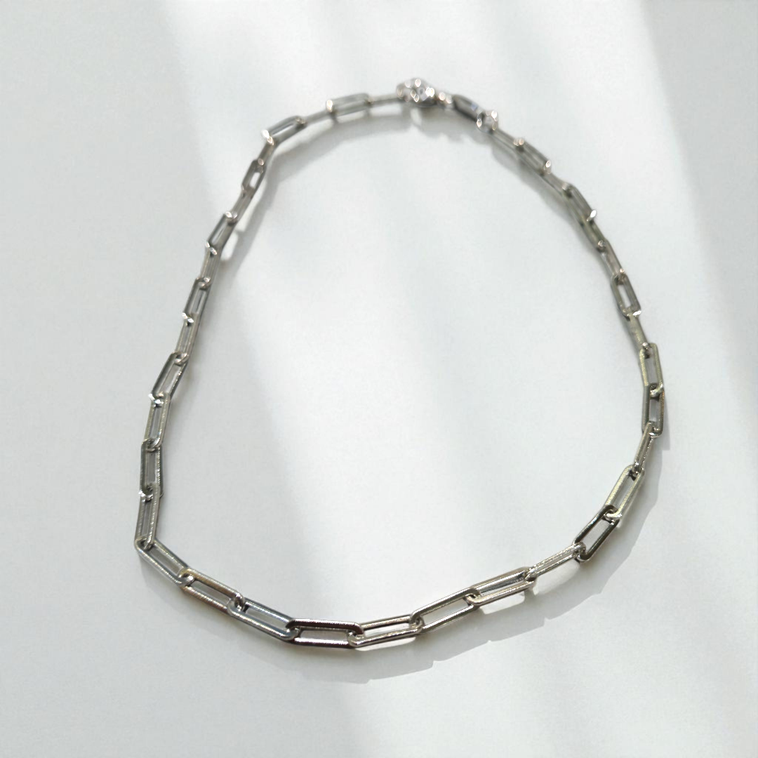 THICK PAPERCLIP NECKLACE SILVER