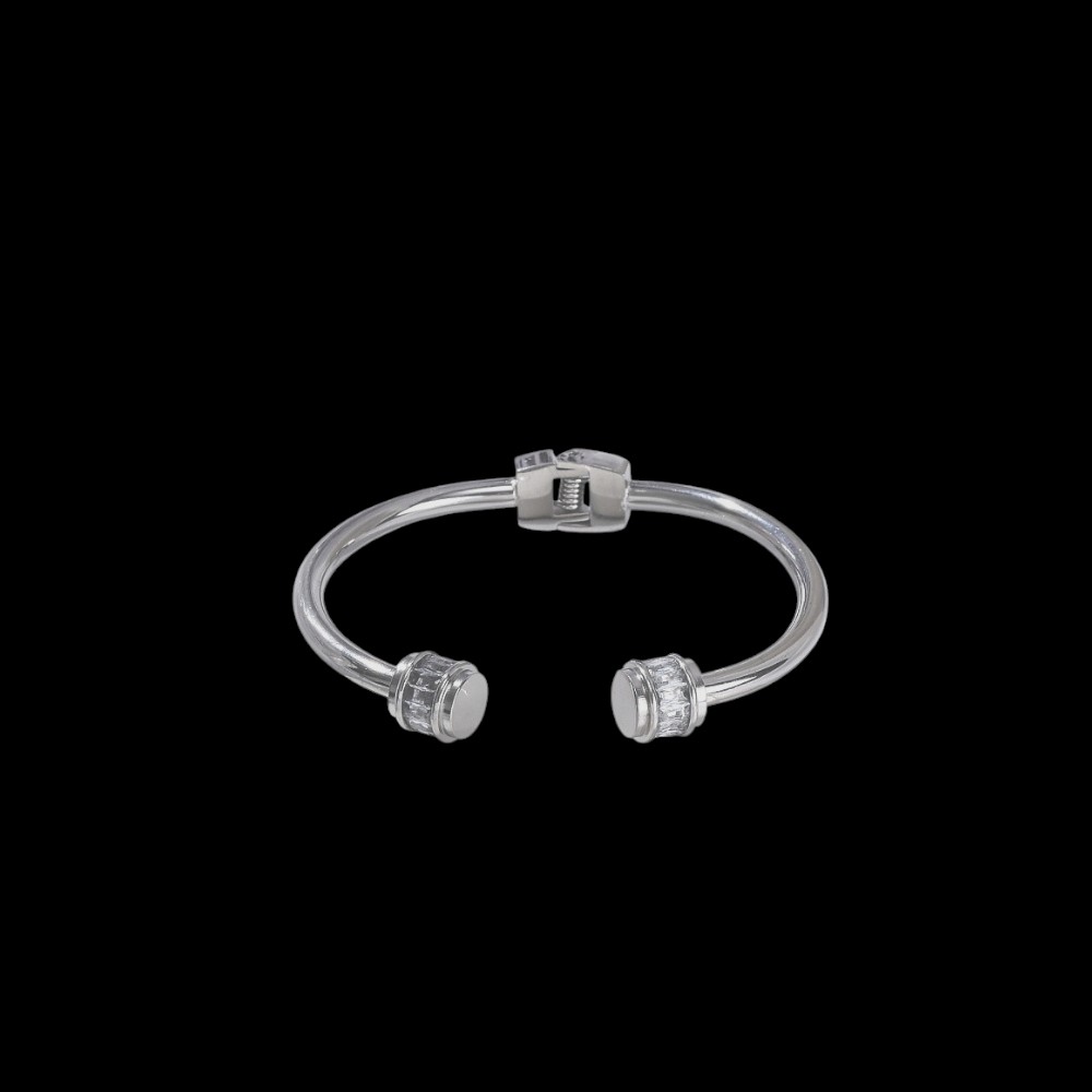 ZIRCON CUFF BANGLE SILVER 