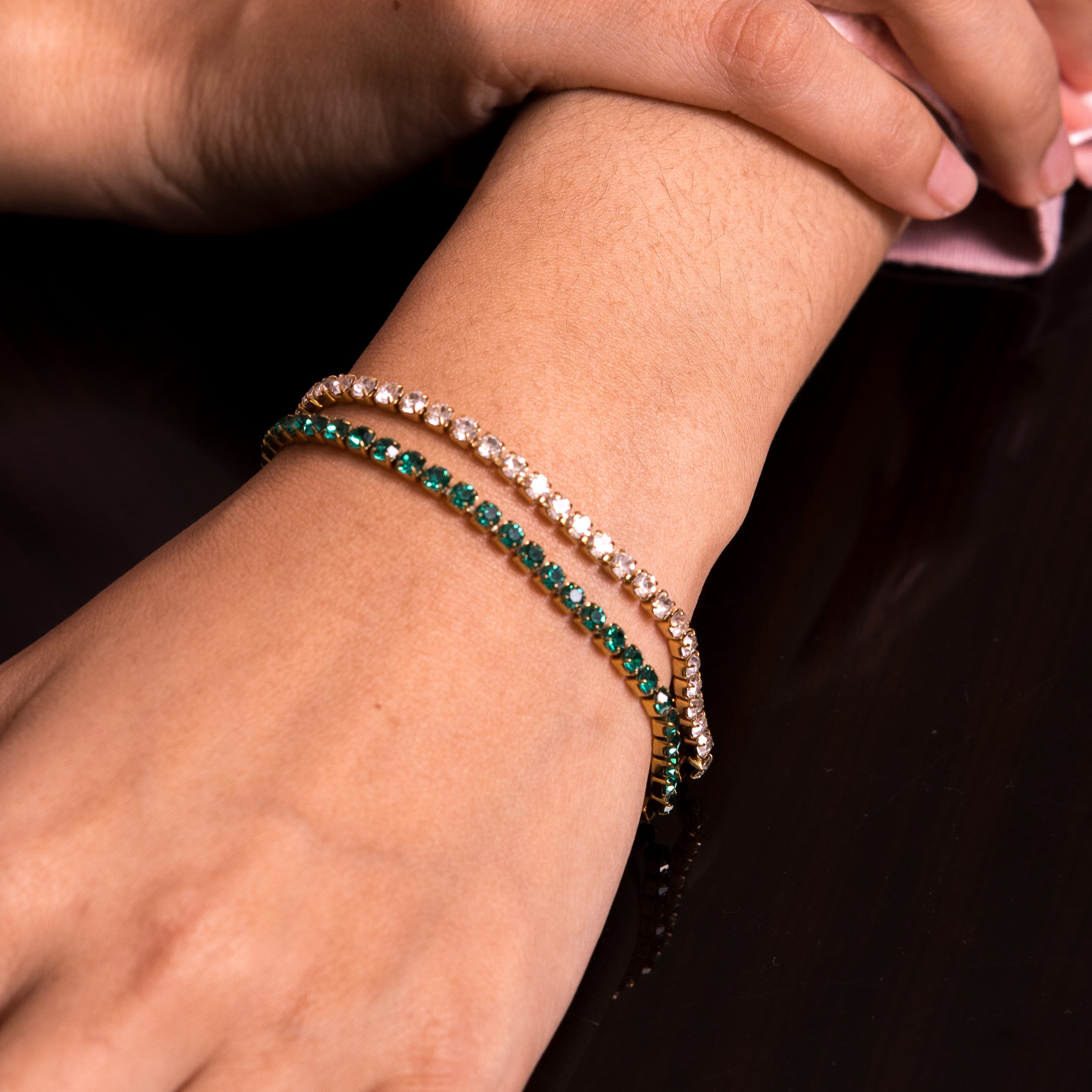 EMBUN GREEN DIAMANTE TENNIS BRACELET GOLD